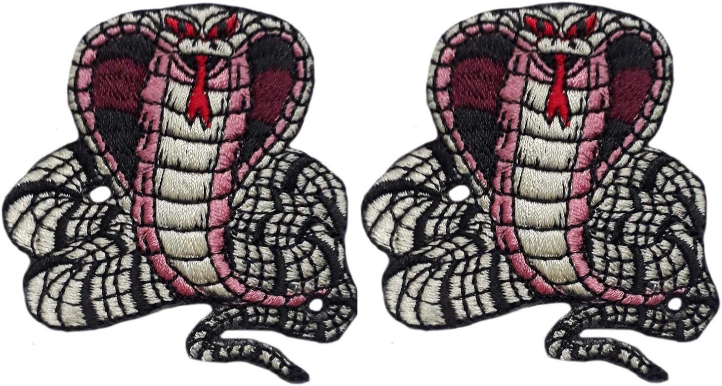 Pair of 2 Snakes Embroidered Patches Iron on Applique Snake Patch for Clothes purple CHUHG-94