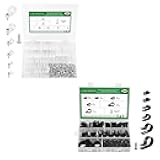 290PCS White Cable Clips for Cable Management Cord Organizer, Nylon R-Type, 3/16'' 1/4'' 3/8'' 1/2'' 3/4'' 1''with M4 Screws and 300 PCS Black Cable Clips for Cable Management Cord Organizer