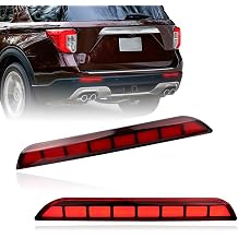 Red Lens LED Rear Reflector Bumper Fog Light Assembly Compatible With 2020-2023 Ford Explorer Functions as Tail/Brake Light 2-In-1 RED STYLE