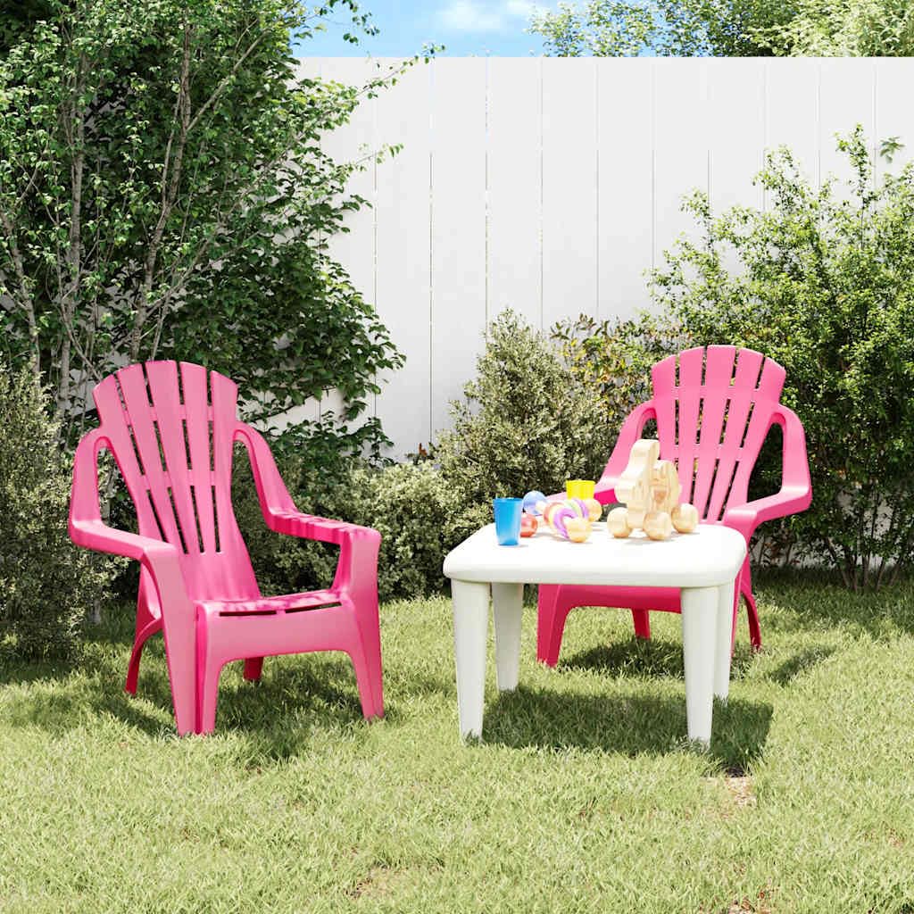 vidaXL Chaises de Jardin pour Enfants Lot de 2 Rose 37x34x44 cm PP, Chaise Longue, Chaise d'extérieur, sièges d'extérieur, sièges de Jardin