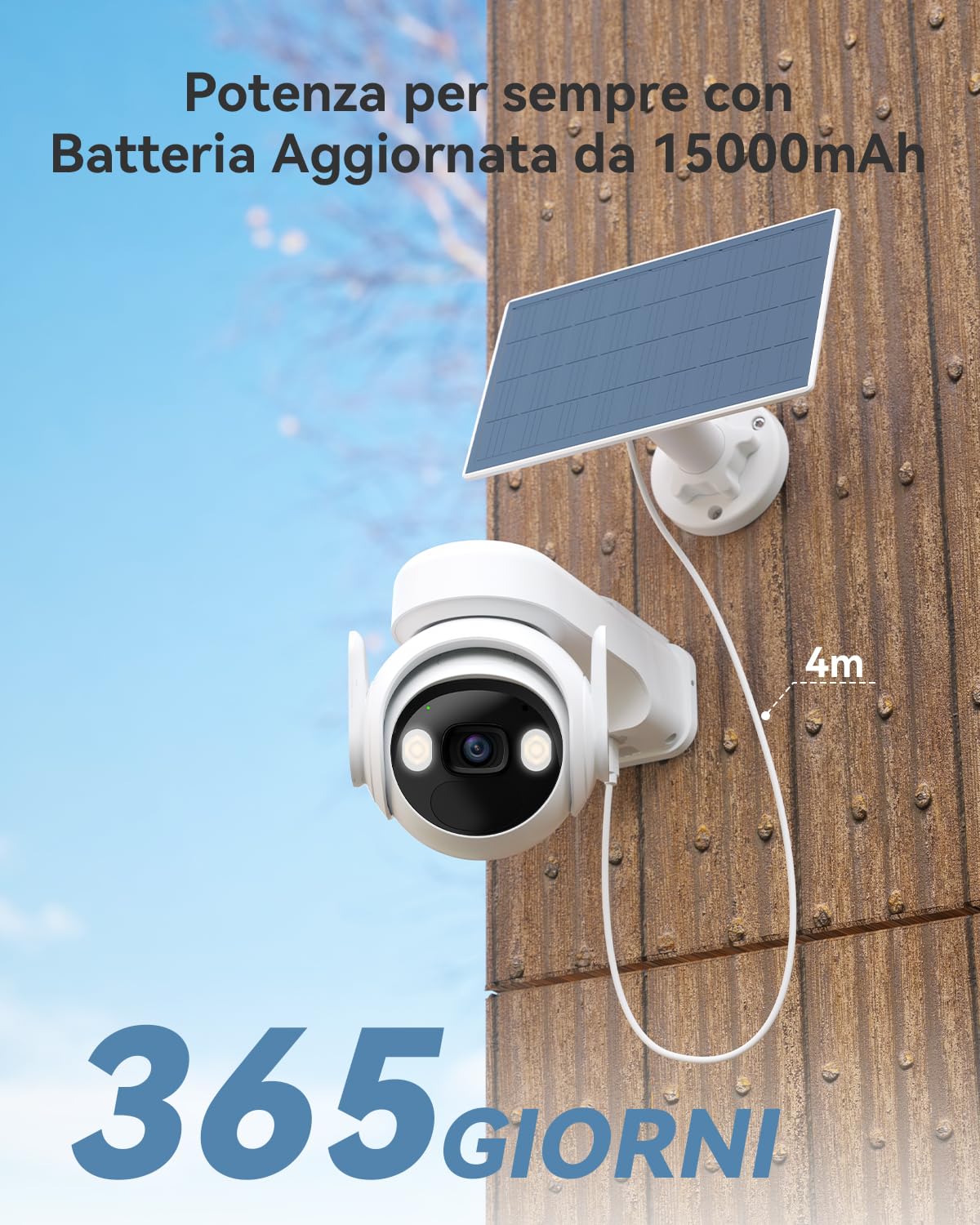 Imou 2K Telecamera Wi-Fi Esterno Senza Fili con Batteria 15000mAh, Videocamera Sorveglianza Pannello Solare, Audio Bidirezionale, Rilevamento PIR & Umano, Visione Notturna a Colori, IP66 Cell PT Kit