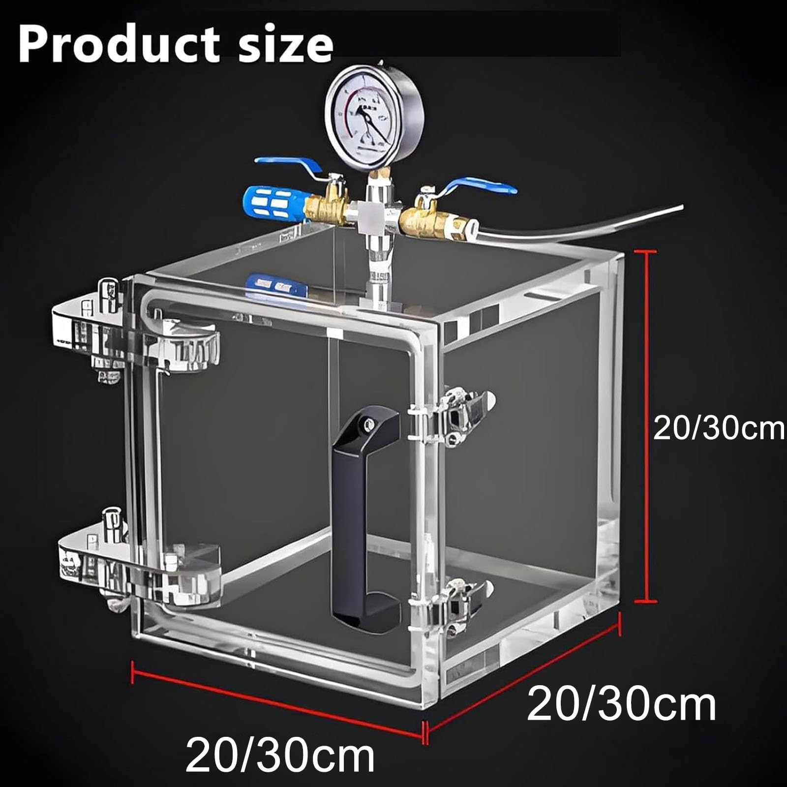 Acryl Vakuumkammer mit Manometer, Entgasungsbox Kit, Vakuum Exsikkator Schrank mit Zwei-Wege-Ventil und Starke Abdichtung für Labor und Industrie