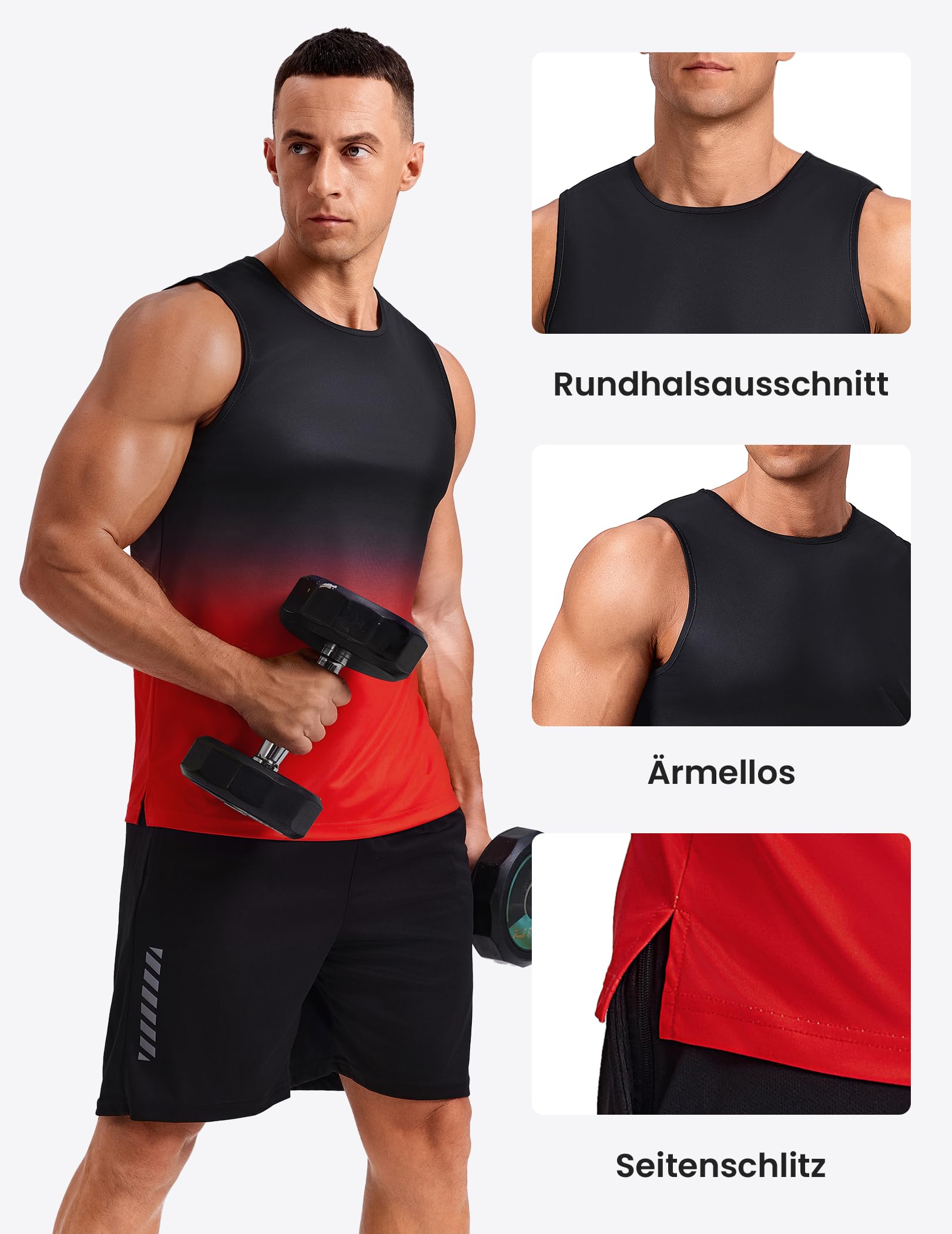PINSPARK Camiseta de tirantes para hombre, sin mangas, camiseta de entrenamiento, verano, exterior, camiseta funcional - 5