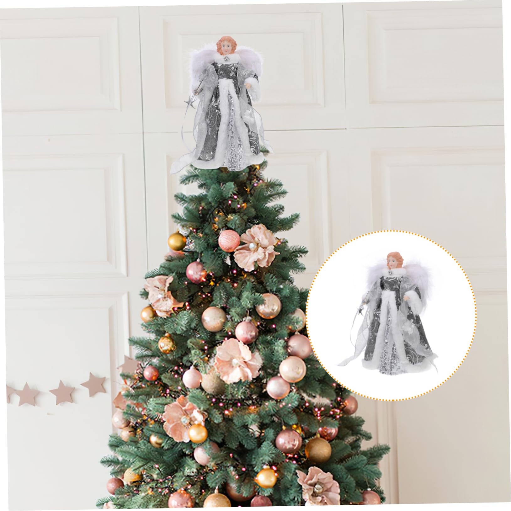 Ciieeo Engel für Weihnachtsbaum Weihnachtsskulptur Engelsfigur Engelsdeko für Baumspitze Kleine Heimdekoration Tischdeko Weihnachtsstatue für Kamin
