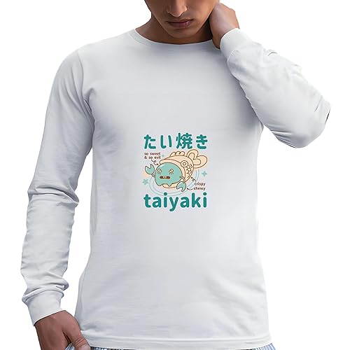 Taiyaki Food Monster Gift for Sweet Food Lovers Cool Design Grey and Muticolor Unisex Long Sleeve T Shirt