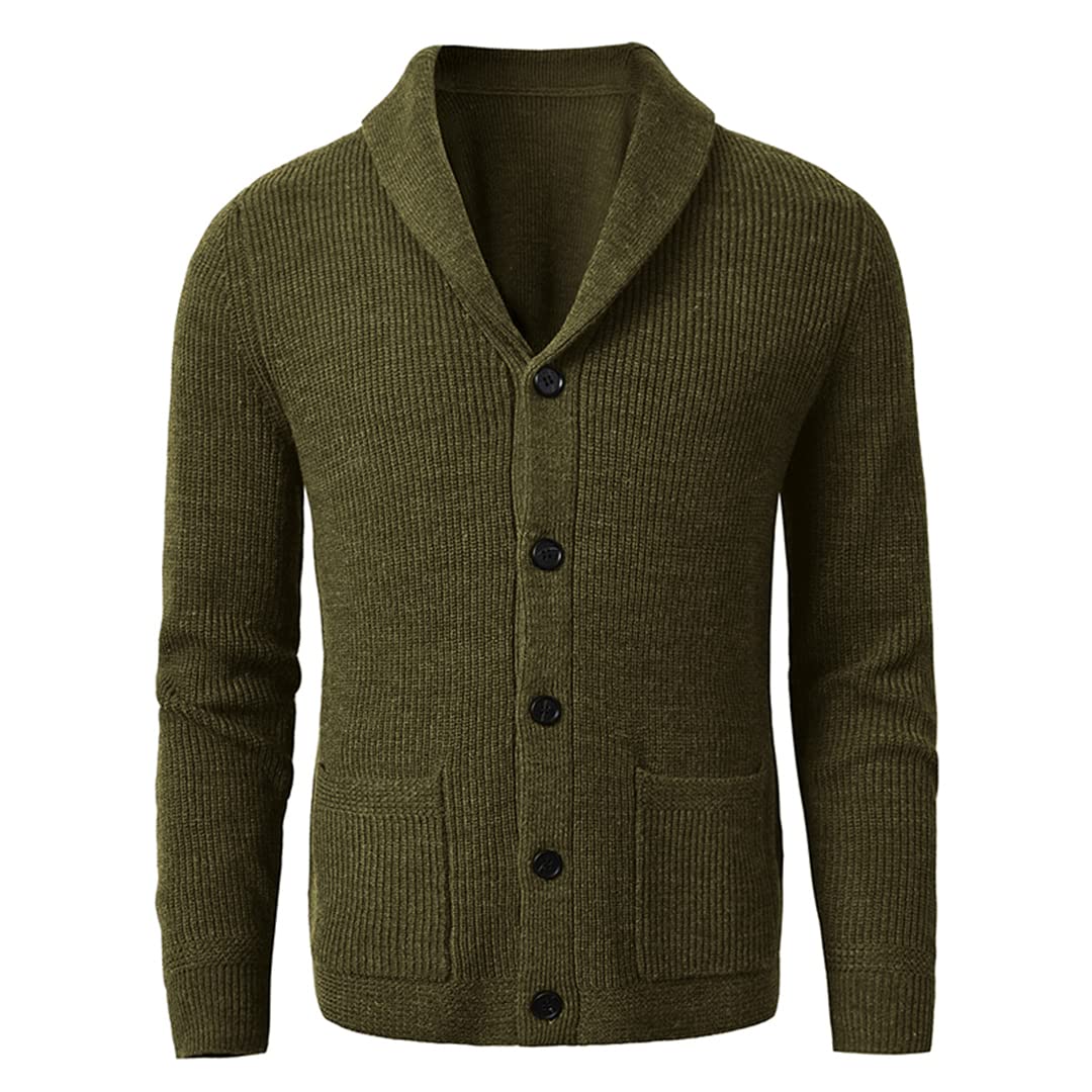Vogrtcc Męski szal kołnierz kardigan sweter wełniany sweter guzik dzianinowy slim fit płaszcz, Chiny, 4XL
