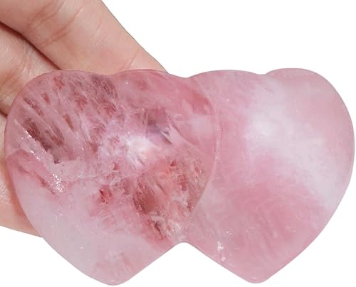 Miniatura 10 de Rockcloud - Cristal sanador de cuarzo rosado natural tallado en forma de corazón piedras para palma de la mano, piedras de relajación, para Reiki,
