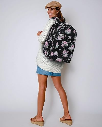 Miniatura 3 de FOKDUVB Mochila Grande para Mujeres Mochila con Muchos Bolsillos para Viajes Trabajo Escuela Bolsa de Libros con Compartimento para Laptop, NegroRosa