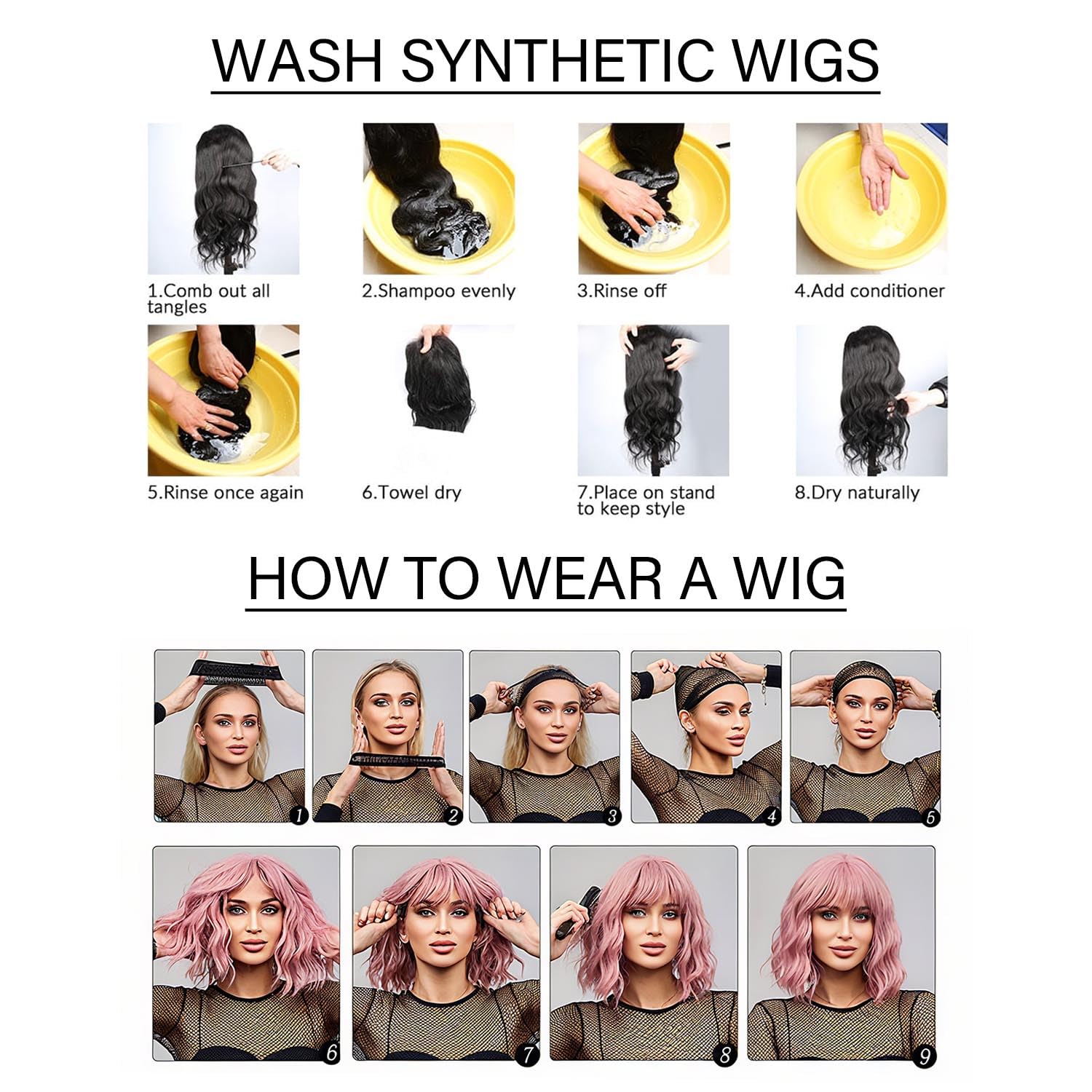 Purple Wig with Bangs Short Straight Wigs for Women 12Inch Bob Shoulder Length Synthetic Colorful Cosplay Wig for Daily Party Halloween (Purple)