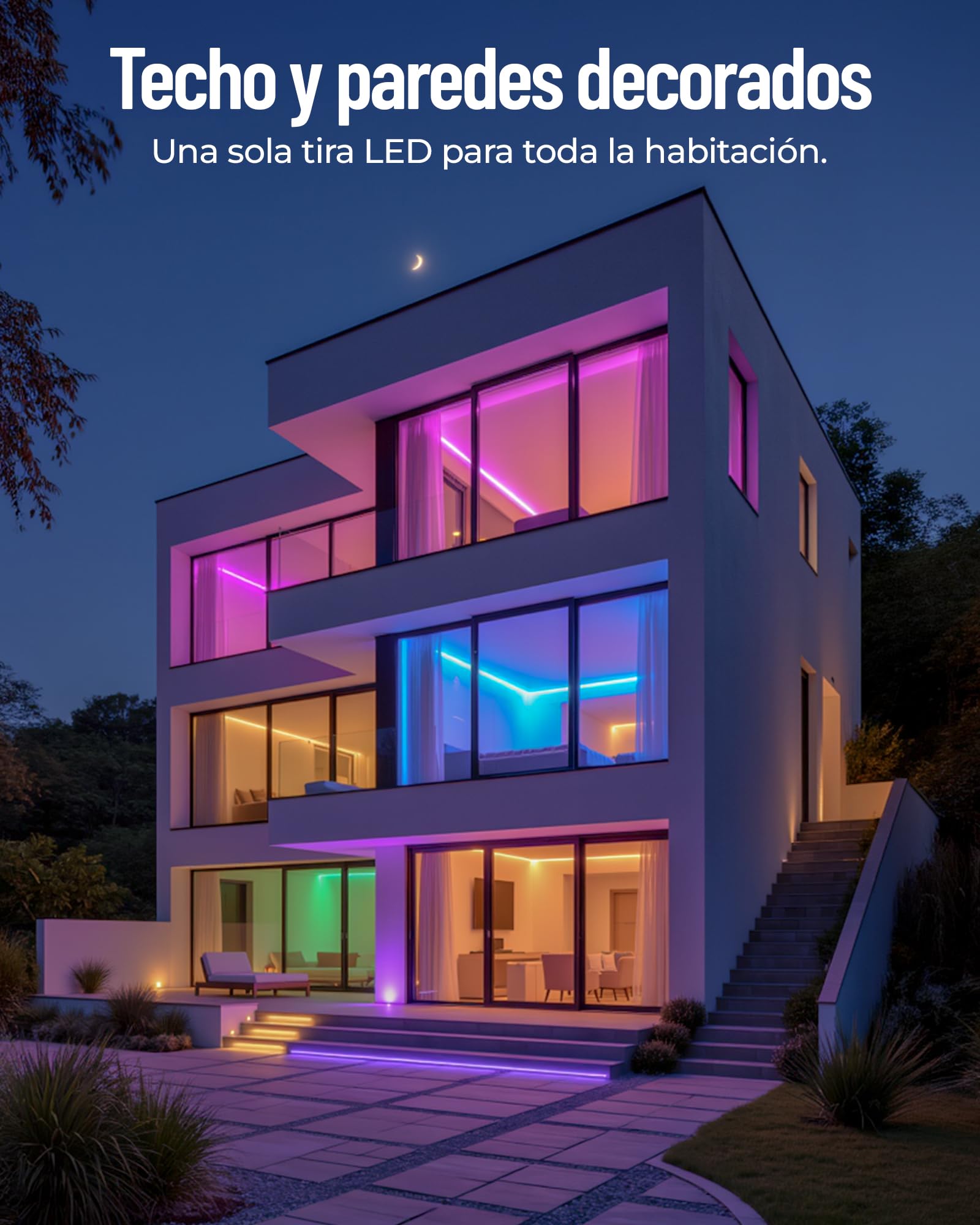 Beaeet Luces LED Tira 24V 30m 5050 RGB para Habitación, Techo y Pared, Banda de Iluminación de Ambiente con Mando 40 Teclas y App Bluetooth, Decoración Cama, Muebles, Gaming, Fiestas y Navidad (2×15m)