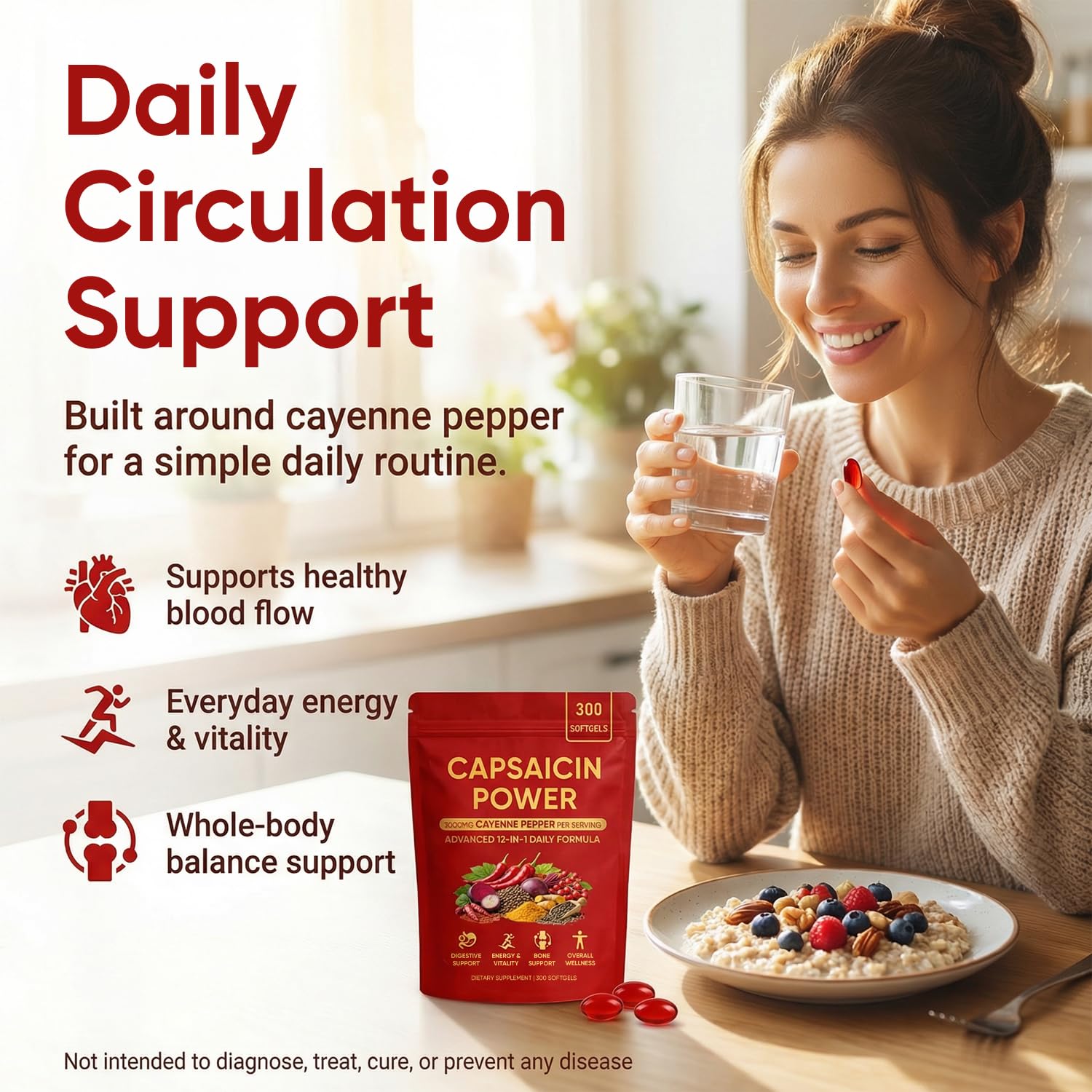 Capsaicin Power - Cayenne Pepper Softgels, Capsaicin Supplements with Vitamin E, D3 & K2, Grape Seed, Beetroot & Turmeric Extract, 300 Soft gels — Amazon image 3
