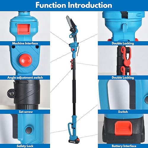 Miniatura 4 de Juego de poda de sierra de poste inalámbrica 4 en 1, tijeras de podar eléctricas y sierras de poste de 6 pulgadas para podar árboles con poste de
