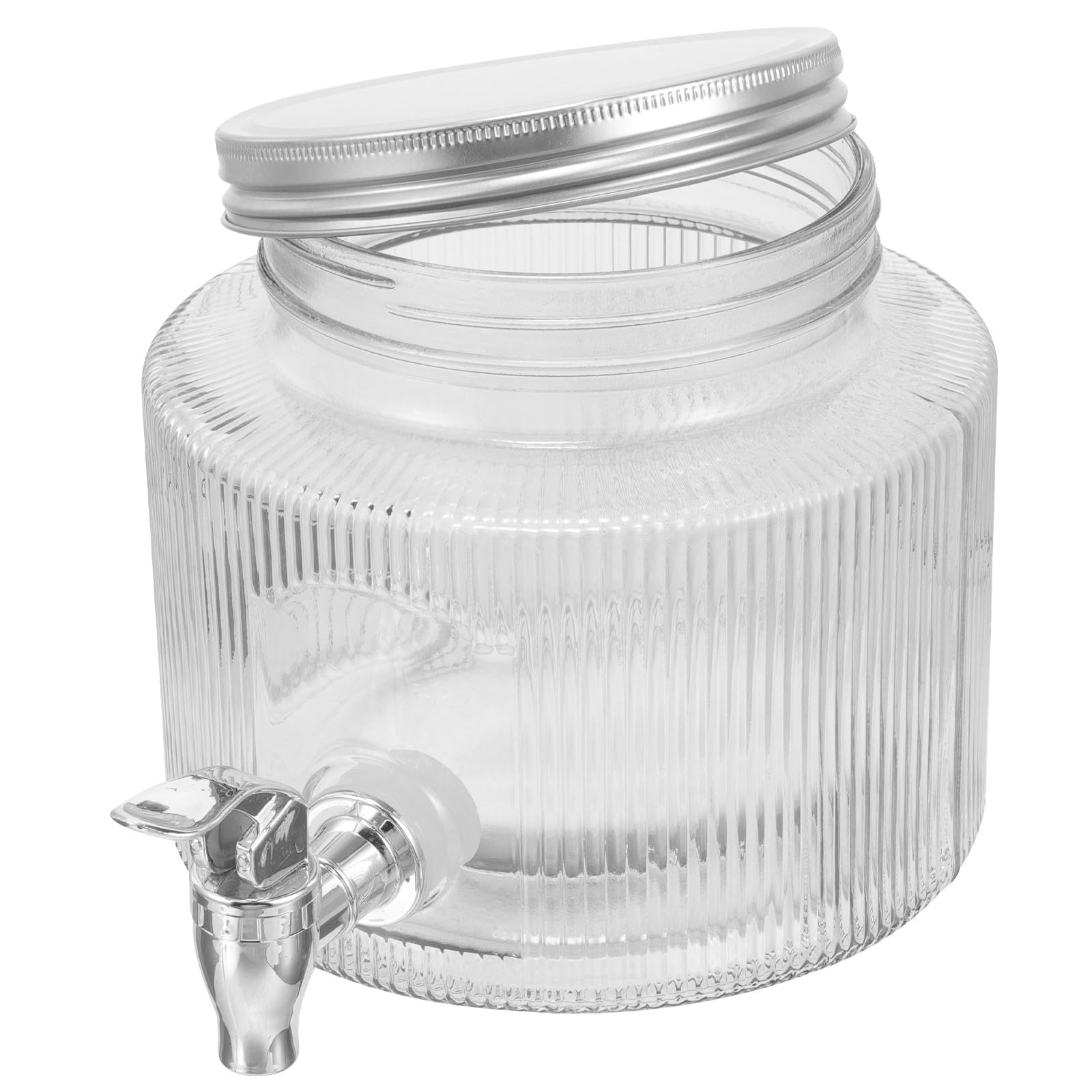 HOMSFOU Wasserspender aus Glas 2,8l mit Zapfhahn Weißer Getränkespenderglas für Einfache Bedienung und Stilvolle Gartenparty oder Picknick