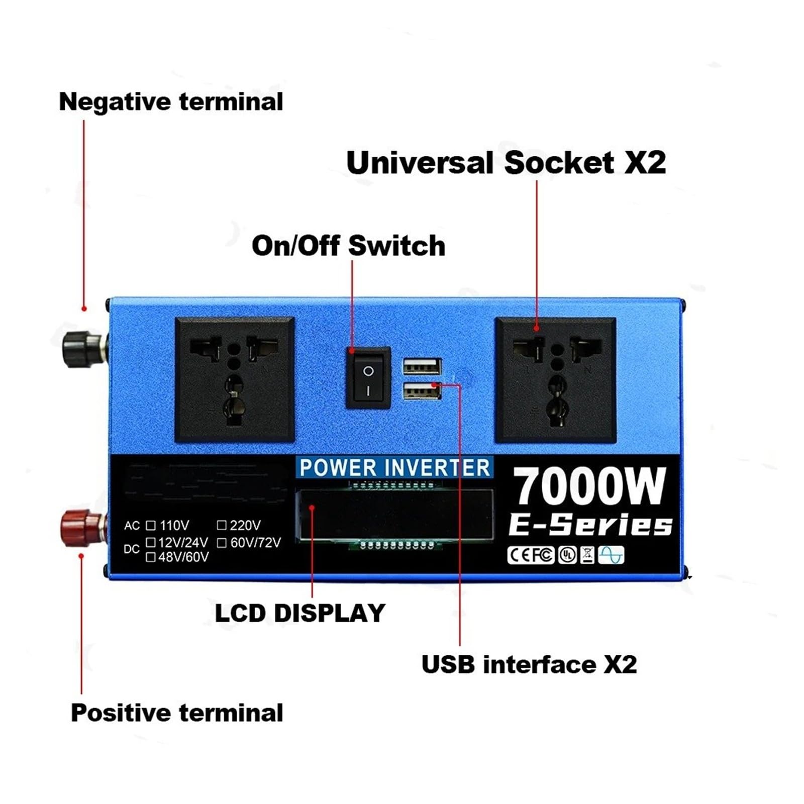 Power Inversor Corriente Kit Completo Solar Controlador 7000W 12V/24V A 110V/220V 100A Inversor Fuera Red Panel 500W para Respaldo Hogar/Camping(220V Solar Kit)