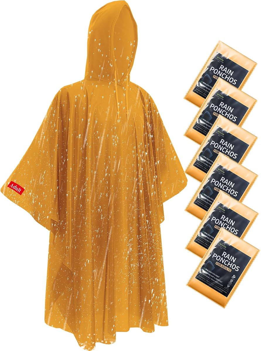 Hitituto Ponchos de lluvia para adultos – Poncho de emergencia extra largo con capucha, paquete familiar 6/12/24, kits de supervivencia para el hogar