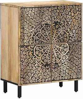 vidaXL Armoire Latérale, Buffet avec Portes, Meuble de Rangement Salon Chambre à Coucher Salle à Manger, Rétro, Bois Massif de Manguier