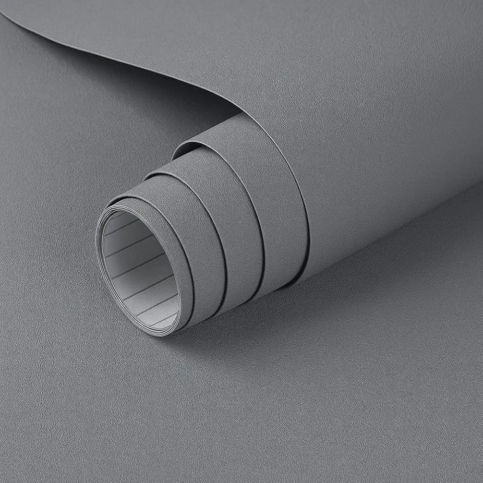 Papel de Parede Adesivo Premium Cinza Texturizado 5m x 45cm para Paredes e Móveis