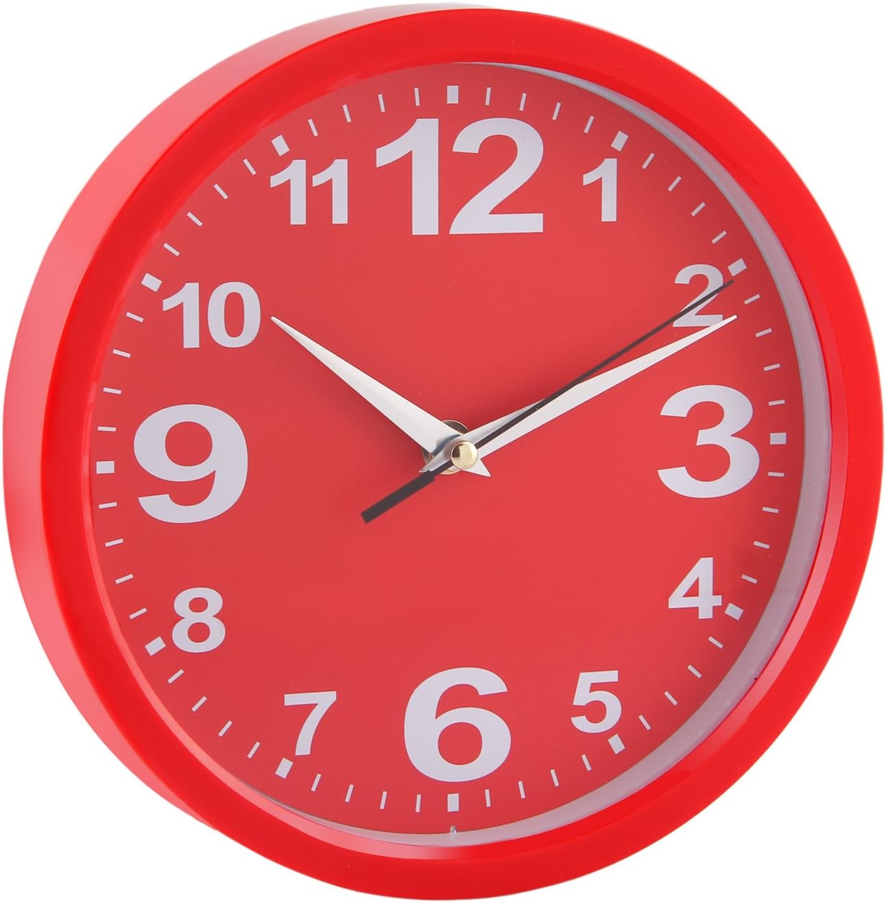 RUIFA Indoor Quiet 8-Inch Precedent Decorative Wall Clock with Arabic Numerals (Red)