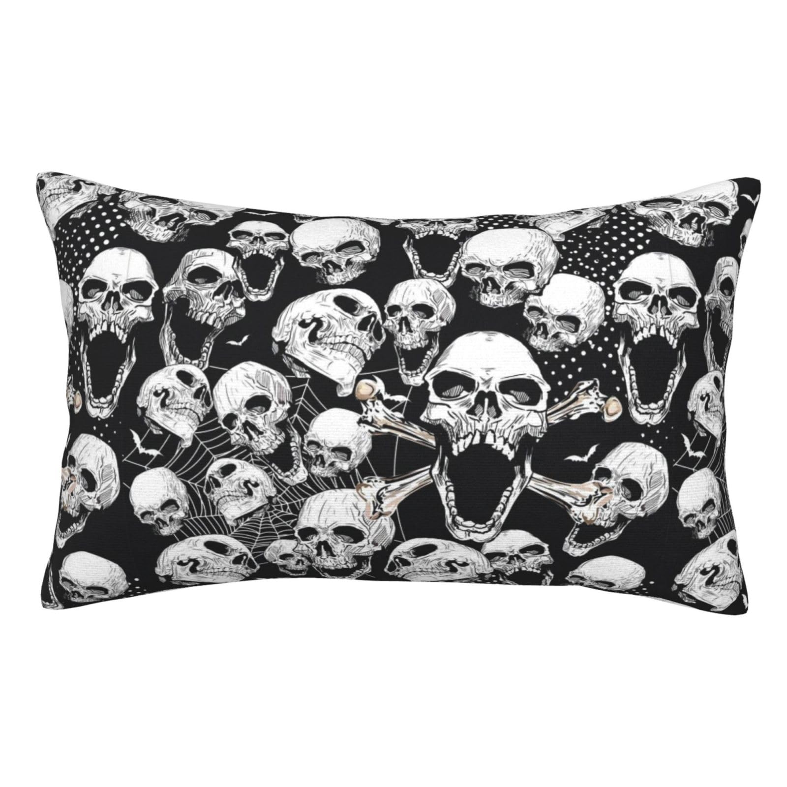 WKSGDSG Soft Plush Pillow Cover For Sofa & Bed, Skull, Standard Furry Throw Pillow Case 50x75 cm, Decorative Cushion Cover For Bedroom Living Room Decor, Hidden Zipper Pillowcases For All Seasons
