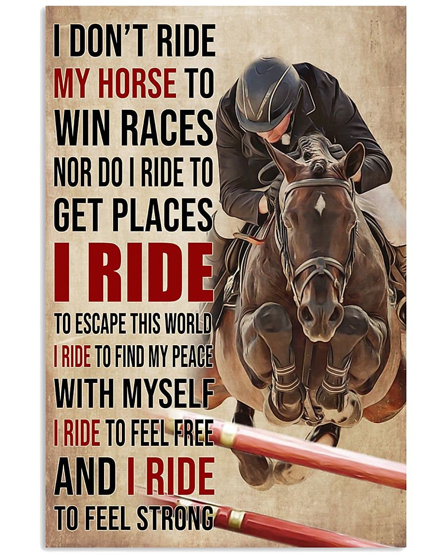 Biopracess Metalpostera23219 Horse Riding 3 Metal Sign Bathroom Decor Vintage Mural 8X12 Inches