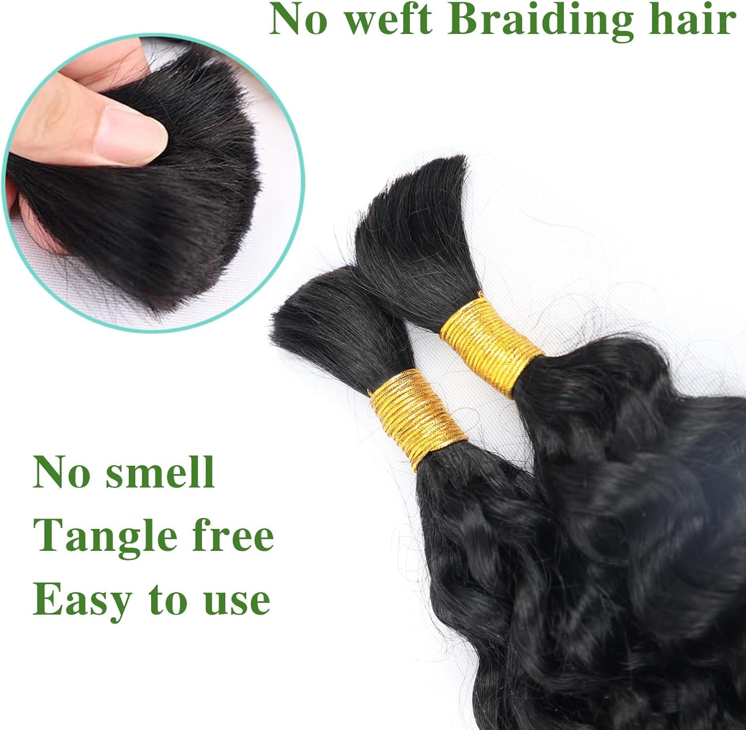 20 Inch Ombre 1b99j Burgundy Water Wave Human Braiding Hair Wet and Wavy for Braiding Bulk Human Hair Curly Extension 2 Pack/100g - Image 4