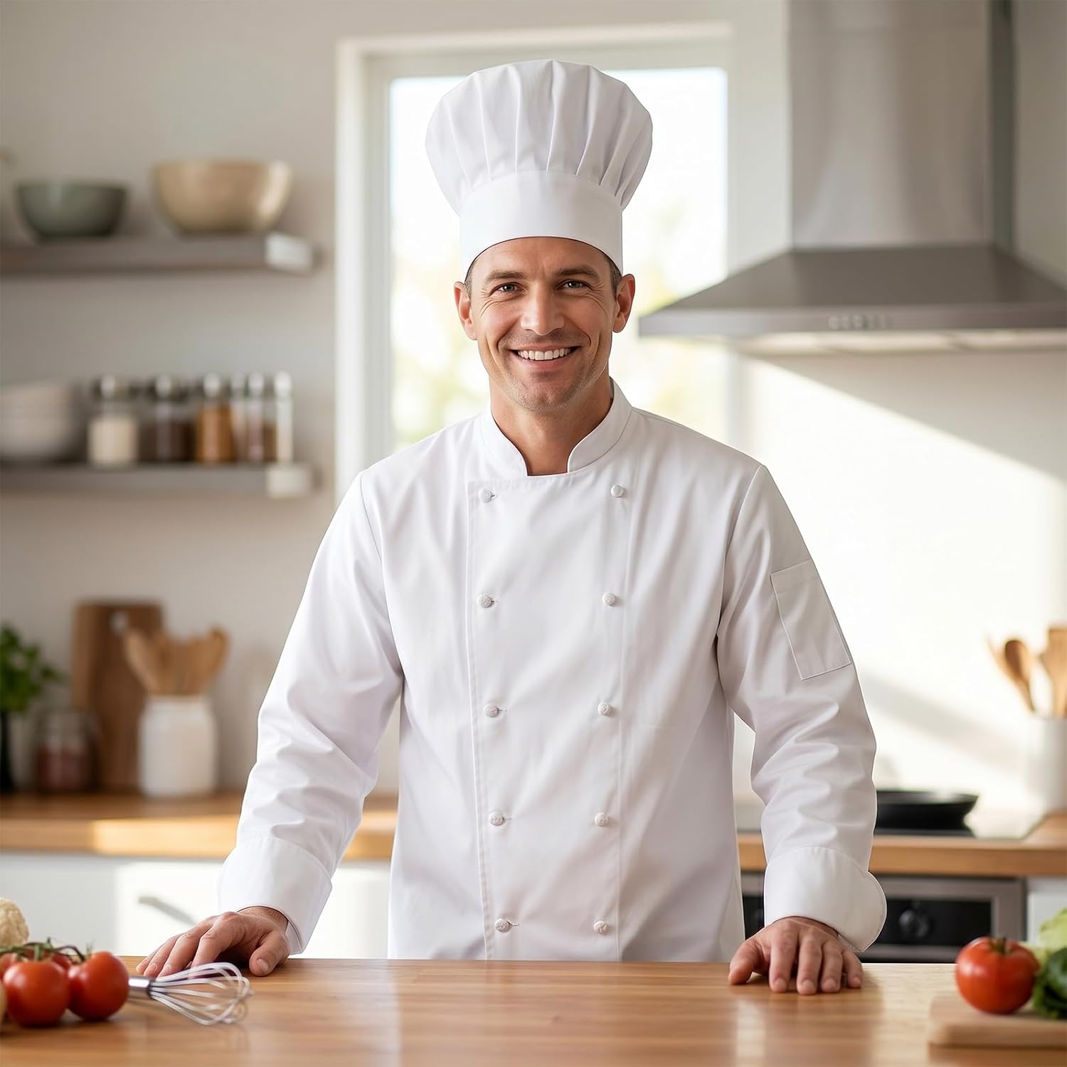 12 Pieces Chef Hats Adjustable – Polyester Cooking Hat Elastic Kitchen Baker Caps for Adults, White