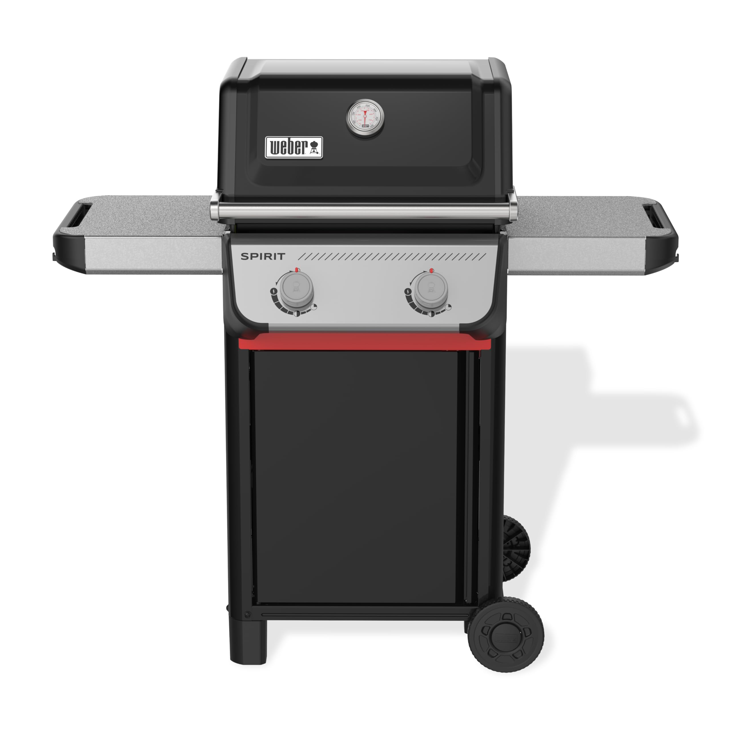 Weber Spirit E-210 Barbecue à gaz avec 2 brûleurs, surface de cuisson de 51 x 46 cm, grille de maintien au chaud, thermomètre de couvercle, 2 roues, noir/argenté (1500833)