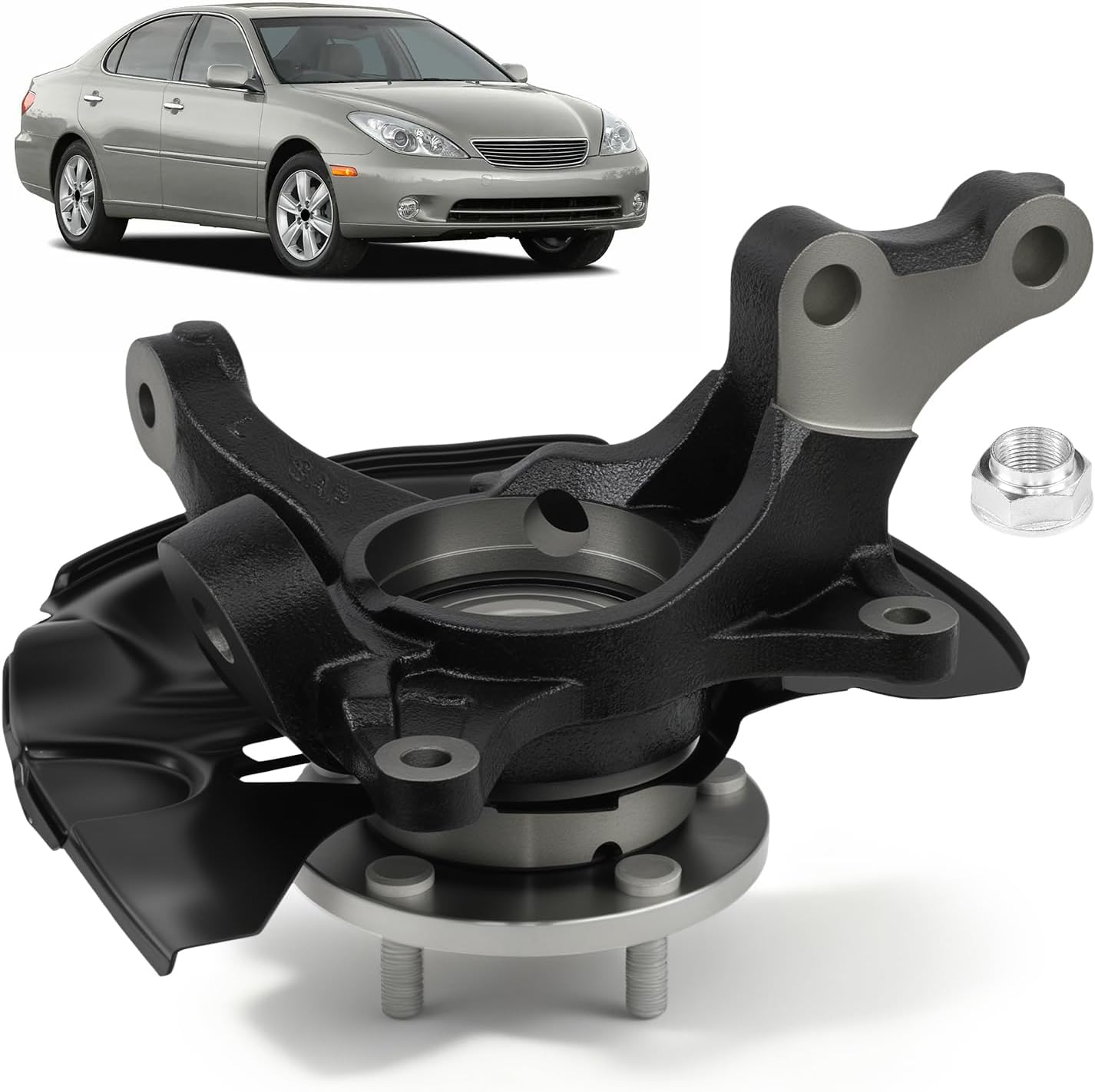 Driver Steering Knuckle & Wheel Bearing Hub Assembly Compatible with Toyota Camry/Lexus ES330 2004-2006 V6 3.0L 3.3L, Front Left Side