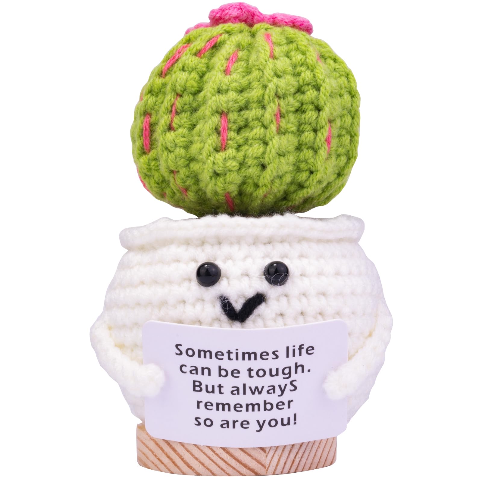 MuMyer Lustiger positiver Hkelkaktus, handgefertigt, emotionale  Untersttzung, Wolle, Stricken, Kaktus-Puppe,  Auto-Armaturenbrett-Dekoration, aufheiterndes Geschenk, mit Holzsockel fr  Auto, Zuhause,: Amazon.de: Spielzeug