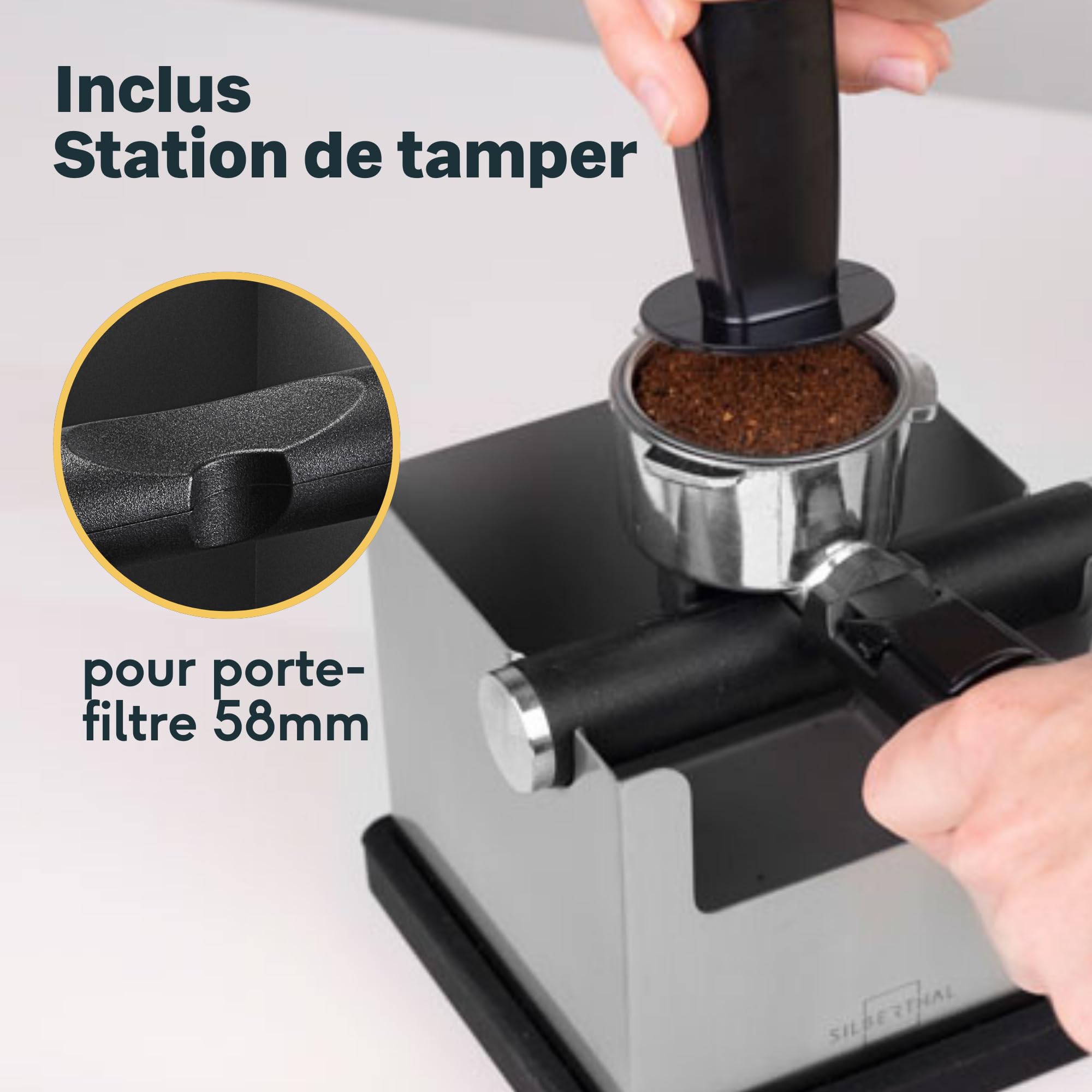 SILBERTHAL Boîte Bac Marc de Café Inox Avec Porte Version 2.0 - Knock Box - Filtre Intégré En Silicone - Usage Silencieux Et Sable - Idéal Pour Barista