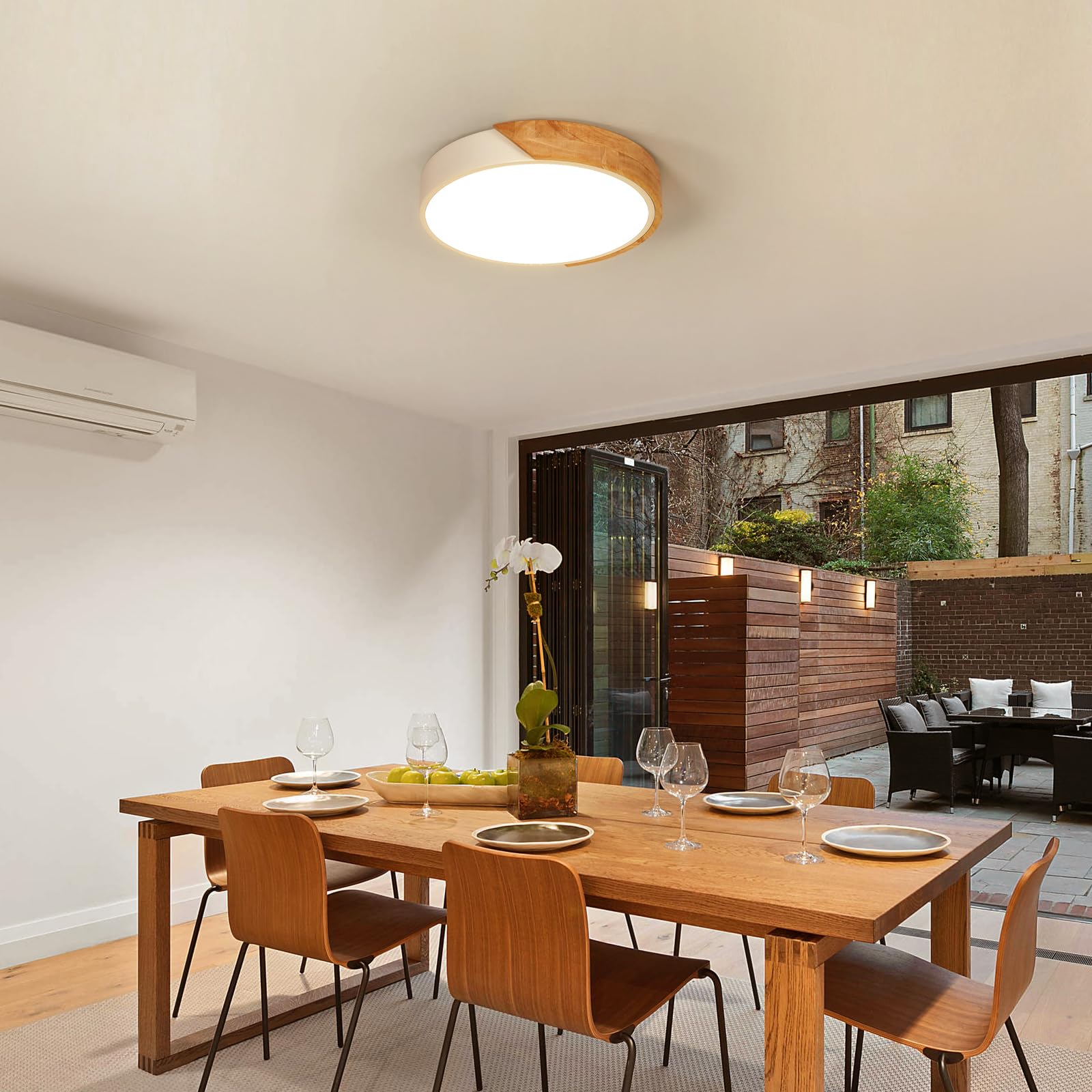 Comely 30 W Plafoniera LED Legno, Moderni Ultra magro Rotondo Plafoniere da Soffitto, Ø30 CM Lampada da Soffitto Legno Bianco Caldo 3000 K per Soggiorno Camera da Letto Corridoio Balcone Ufficio