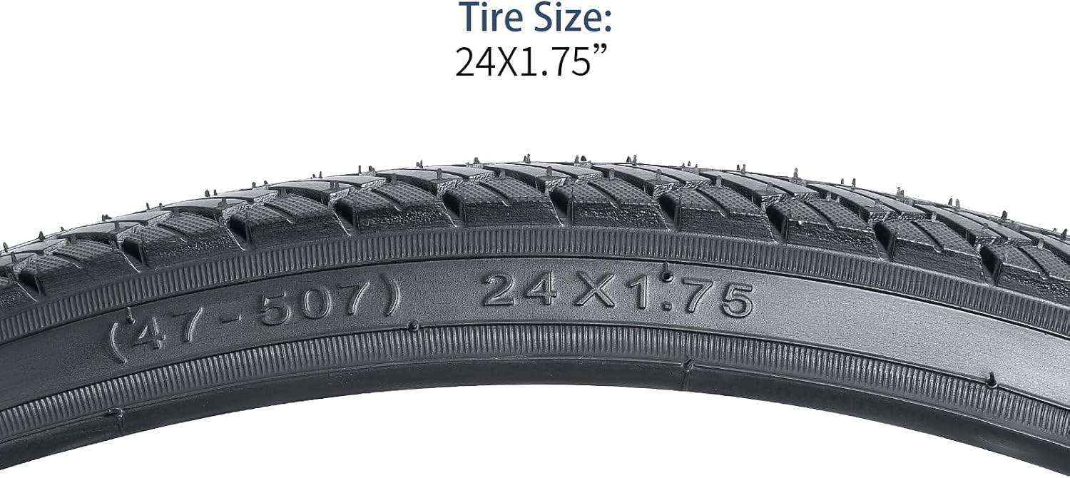 YUNSCM 2-PCS 24" Bike Tires 24x1.75/47-507 Compatible with 24 x 1.75 24X1.75 Road Bike Bicycle Tires (Y-1475)