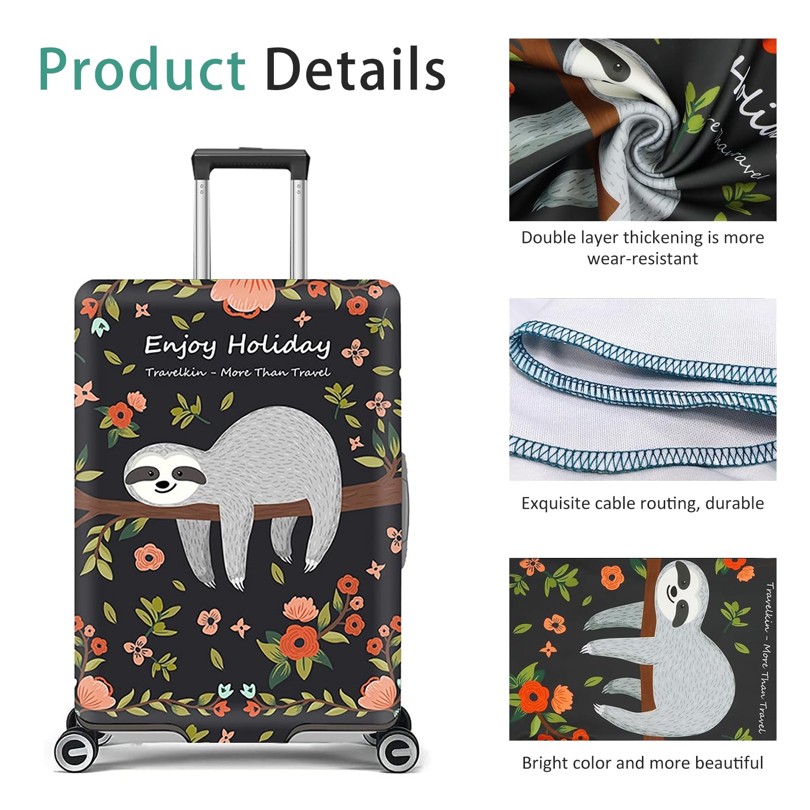 Housse de protection pour valise, élastique, housse de valise de voyage, Paresseux., S(18-21 Zoll), Classique