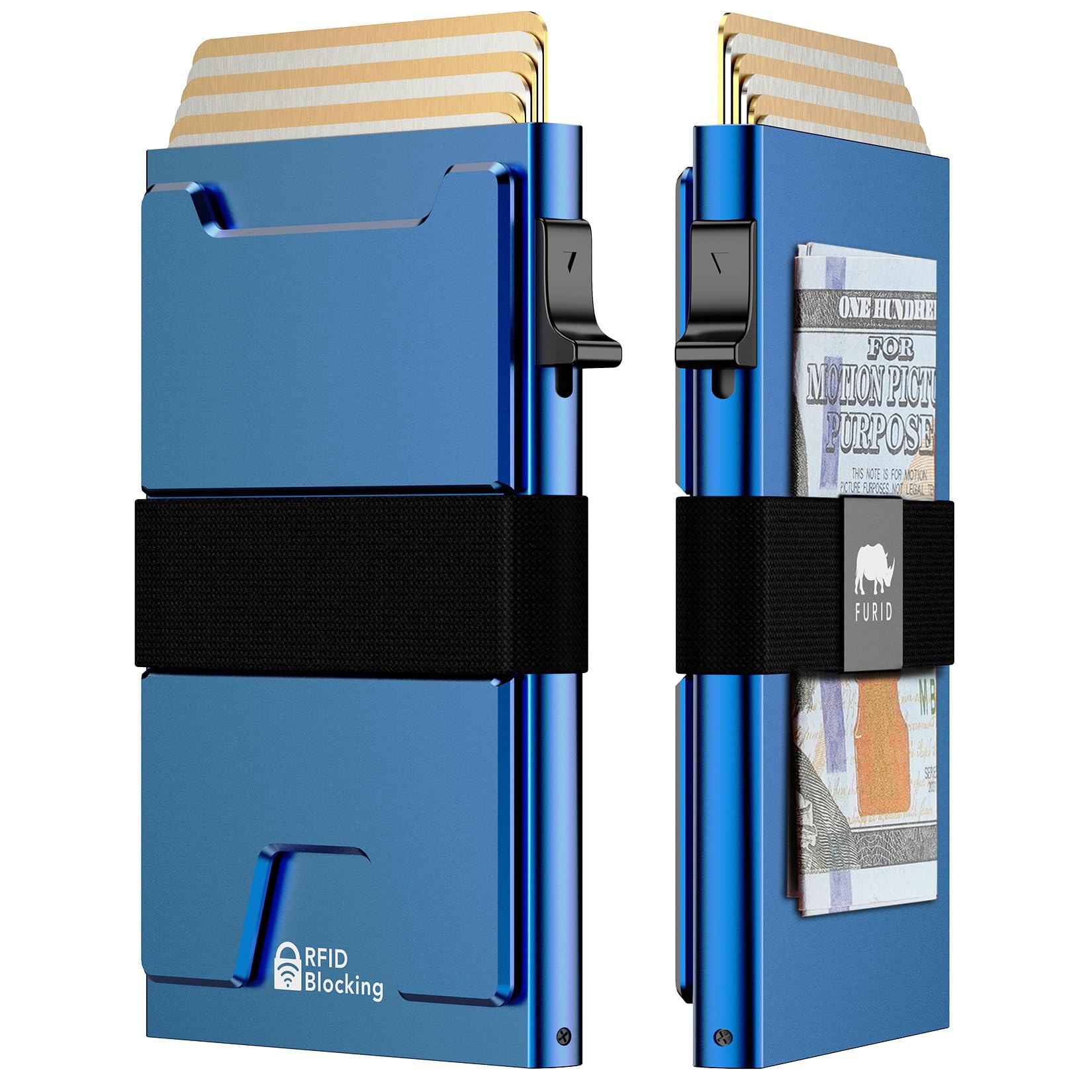 furid Smart Card Wallet for Men Slim: Minimalist Wallet For Men - RFID Blocking Pop Up Front Pocket Wallet, Metal Wallet 11 Card Holder