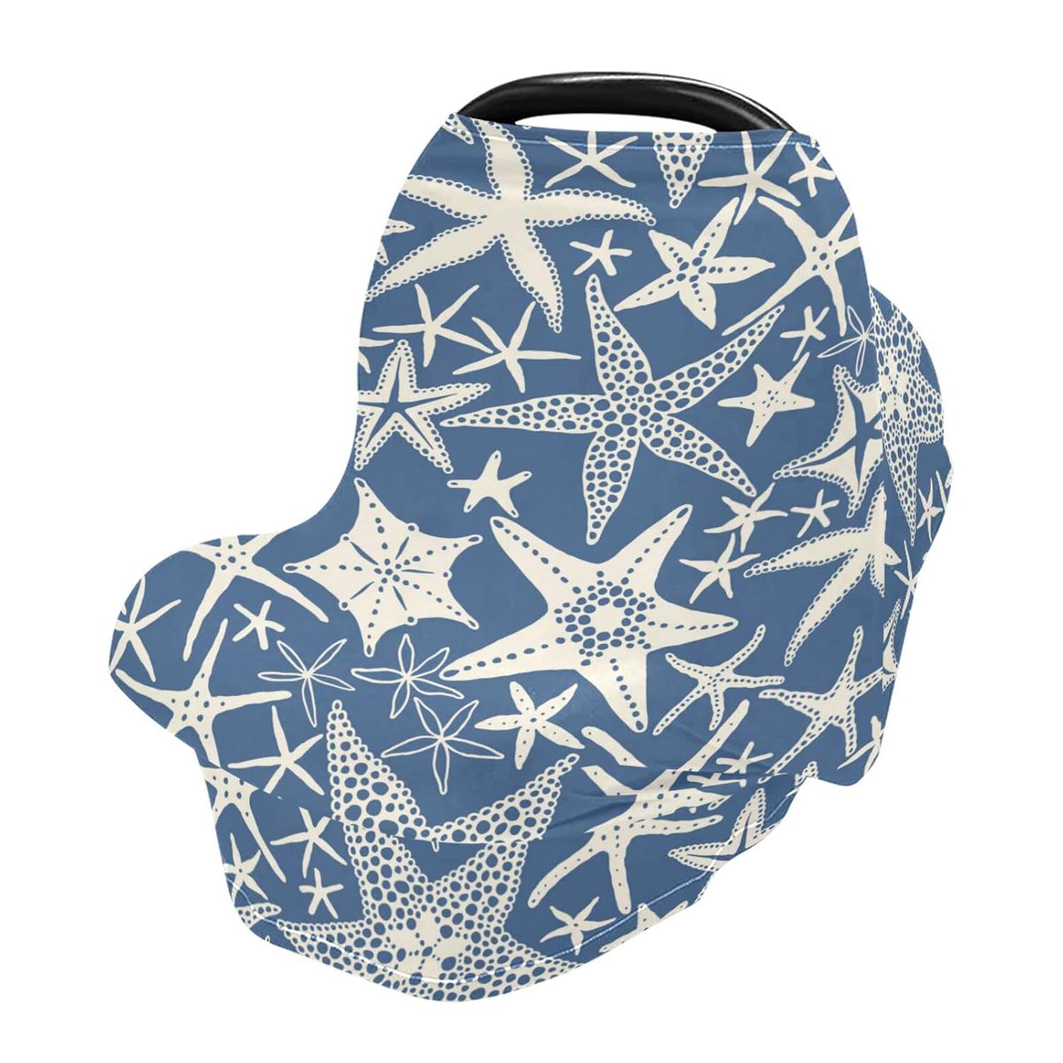 Nursing Cover Breastfeeding Scarf Vintage Starfish on Navy