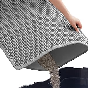 Gorilla Grip Durable Honeycomb Cat Litter Box Mat, Water Resistant, Traps Litter from Box, Helps to Waste Less Litter on Floors, Scatter Control, Double Layered, Soft on Kitty Cat Paws, Easy Clean