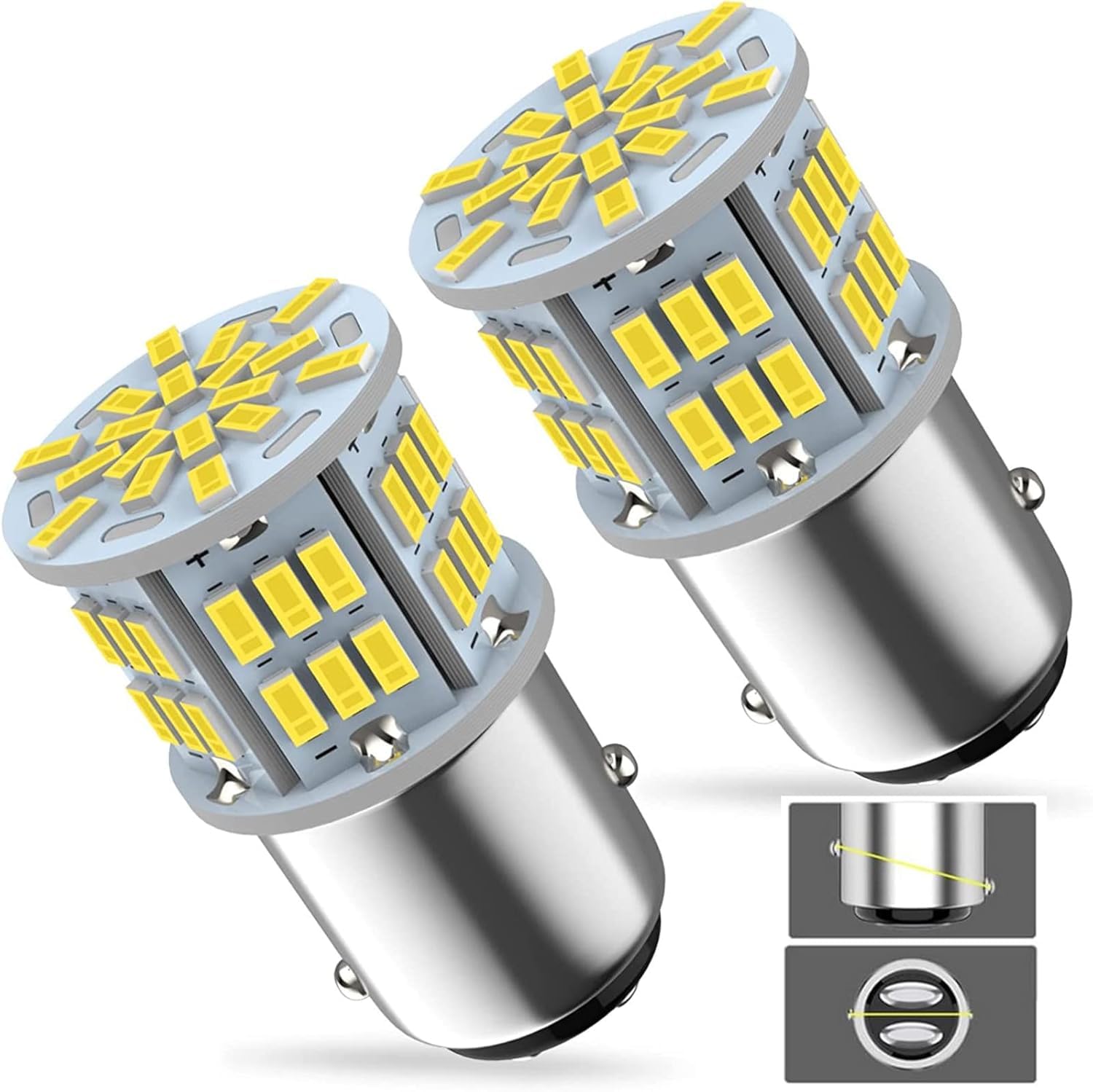 Bsxywa 1157 Weiß Super Leuchtkraft Glühbirne 6000K, Doppelkontaktsockel, Hohe und niedrige Helligkeit, Für Landschaft Beleuchtung Niedervolt-Gerätebeleuchtung. etc. 2-Stück