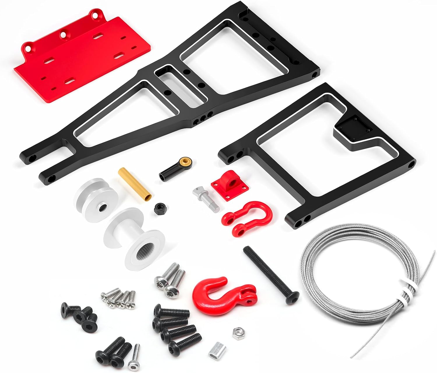 OGRC Alluminum 1/10 RC Truck and Tow Build Kit RC Winch Double Stent Rescue Set Truck Tow Crane for SCX10 TRX4 Capra LCG Chassis DIY Accessories