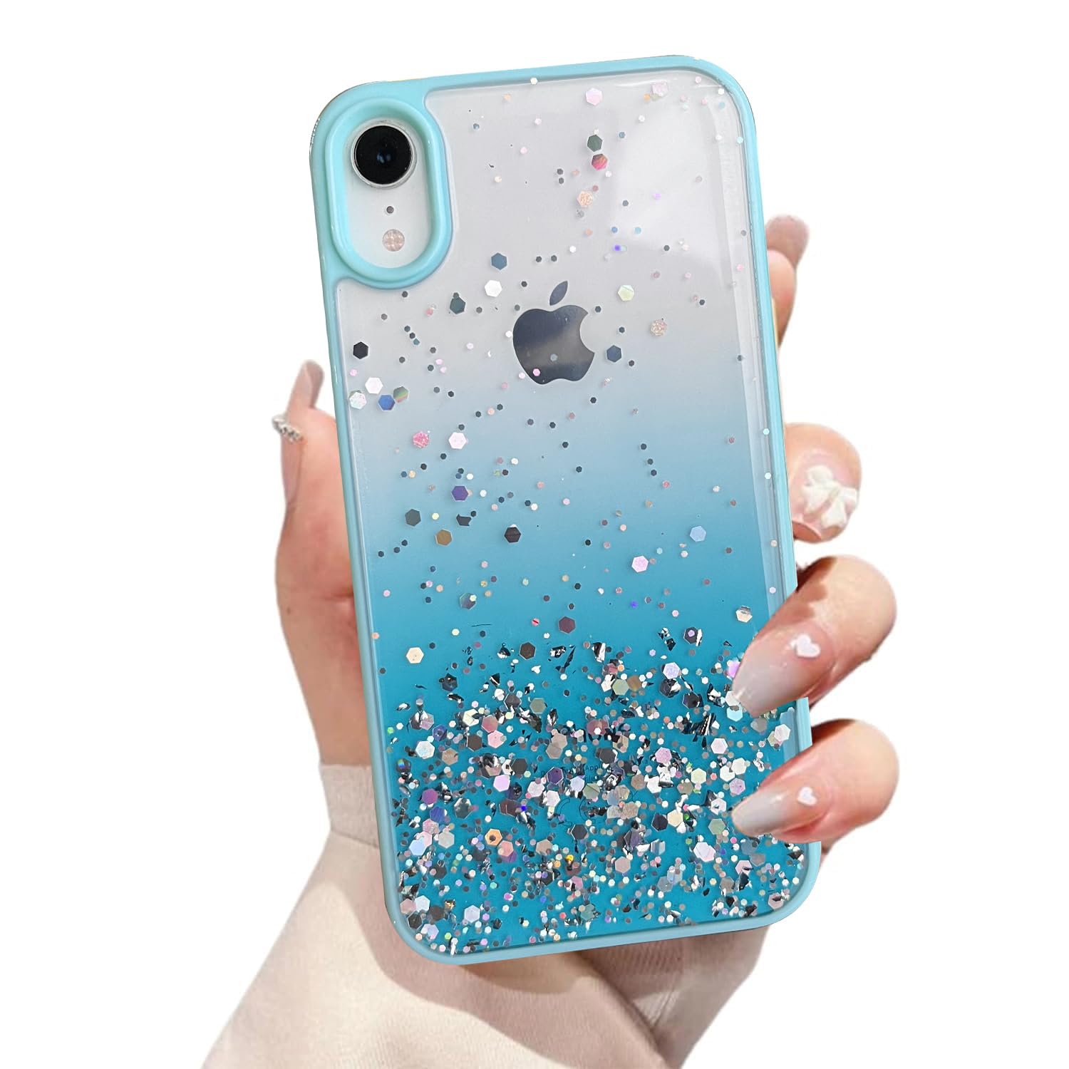 VONZEE Electroplated Clear Transparent Cover for iPhone XR Case 6.1 inch Luxury TPU Cover Full Body & Camera Protection for Each Lens Bumper Cases for Men & Women (Mint Green)