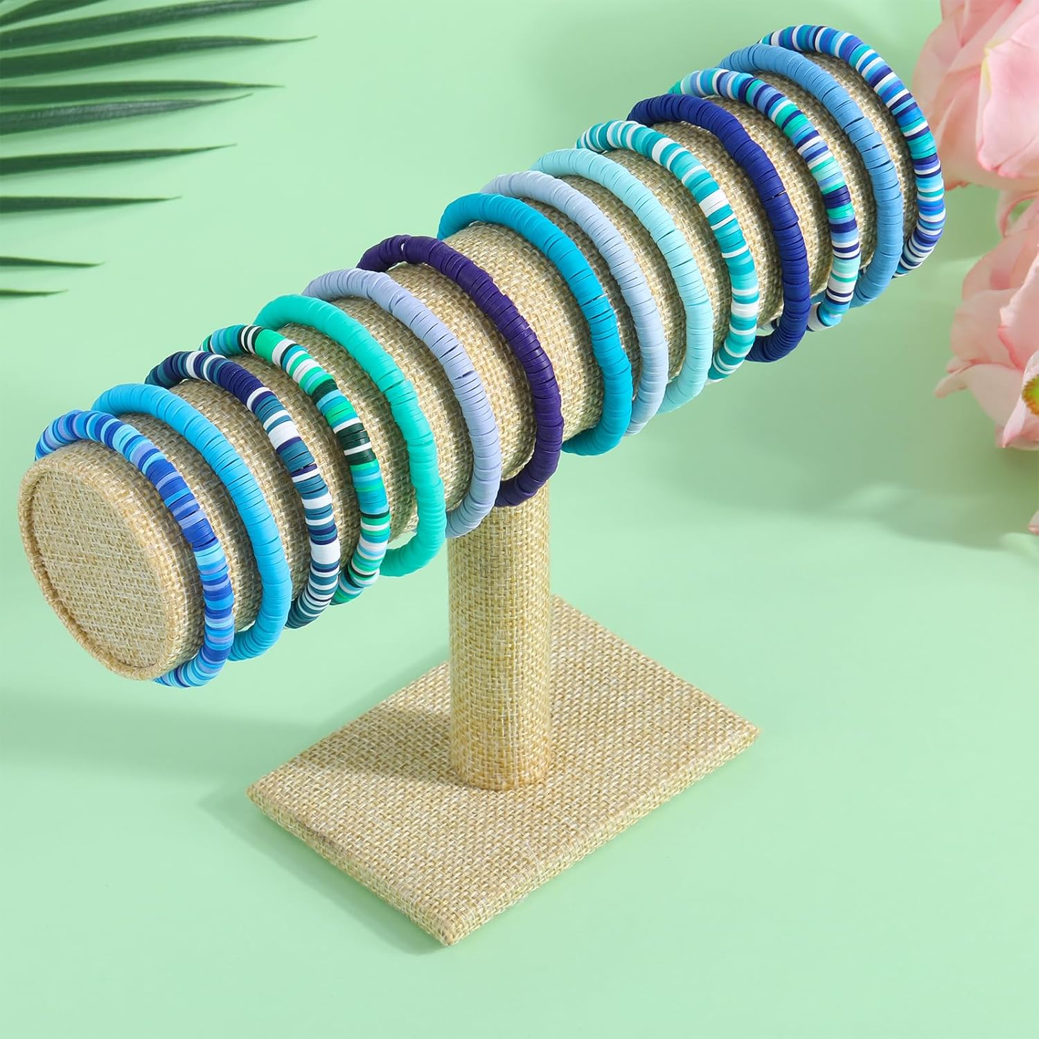 Ornaland 15 Pcs Friendship Bracelets Clay Bead Bracelets Heishi Bracelets Set Stackable Surfer Stretch Summer Beach Bracelets for Women - Image 5