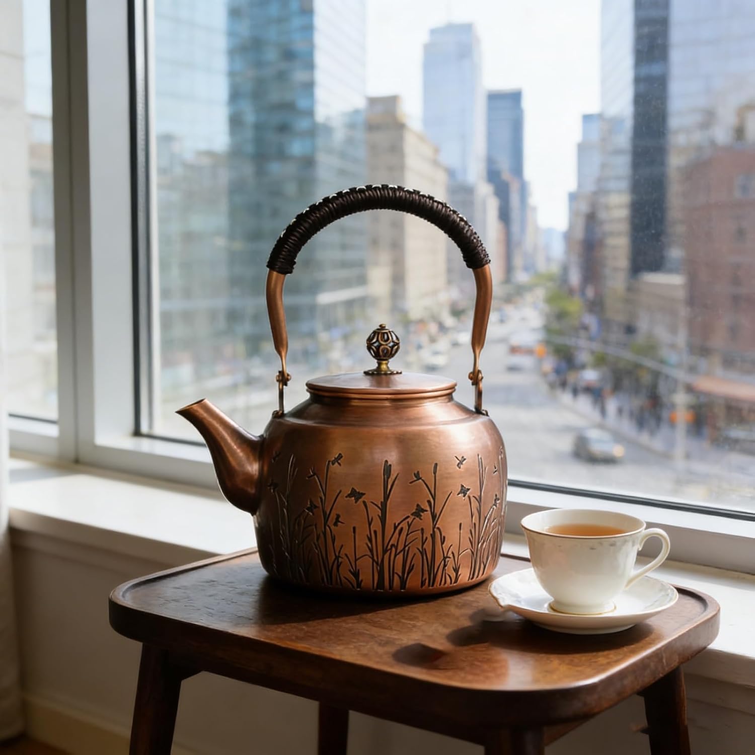 Hervidor de Cobre 2L, Tetera Artesanal para Hervir Agua, Té y Café
