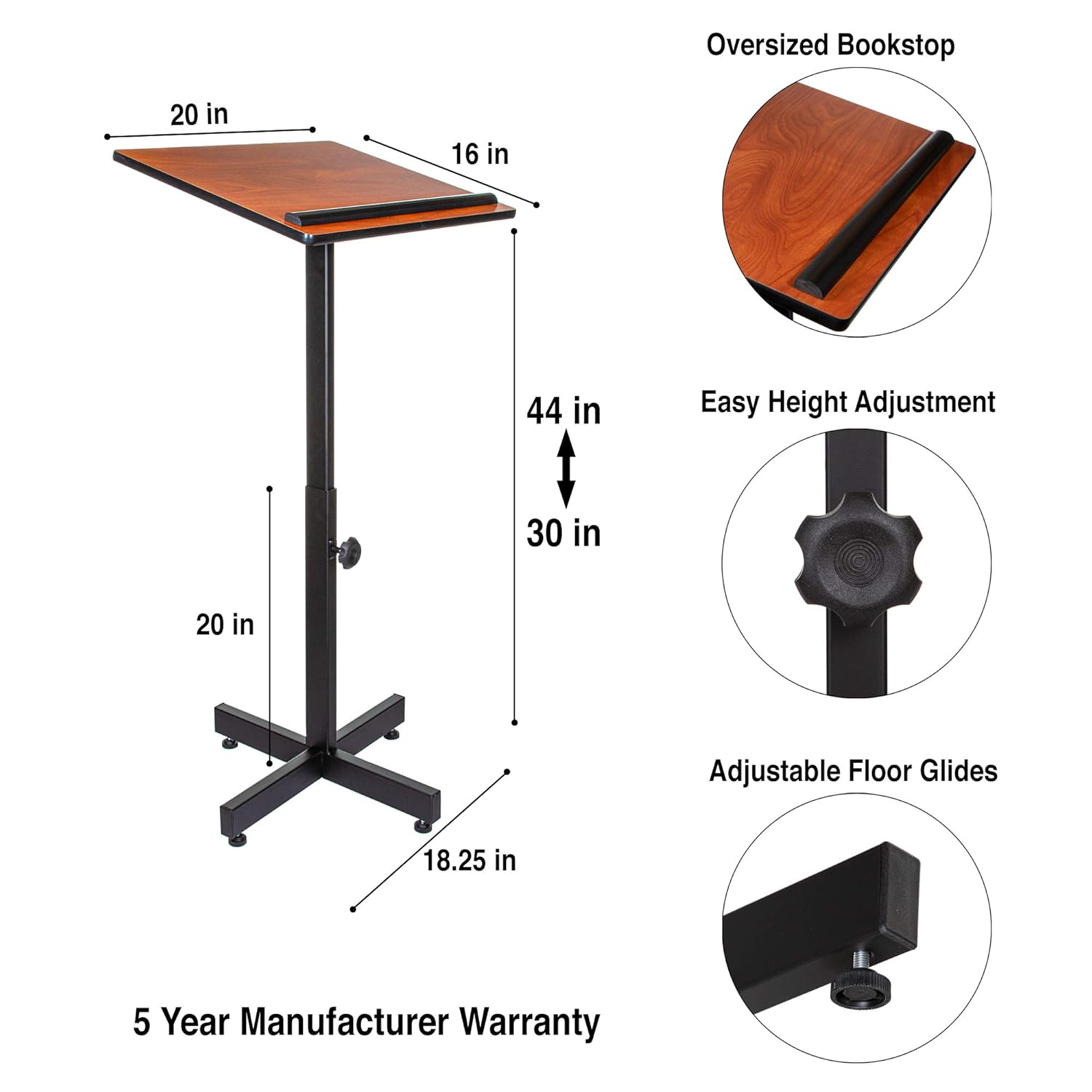 OEF Furnishings Height Adjustable Portable Lectern Stand - Cherry : Office Products