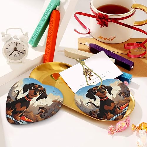Miniatura 9 de I Love My Dog Dachshunds Adornos de Navidad de cerámica adorno de corazón para árbol de Navidad, corazón colgante de cerámica para árbol de Navidad,