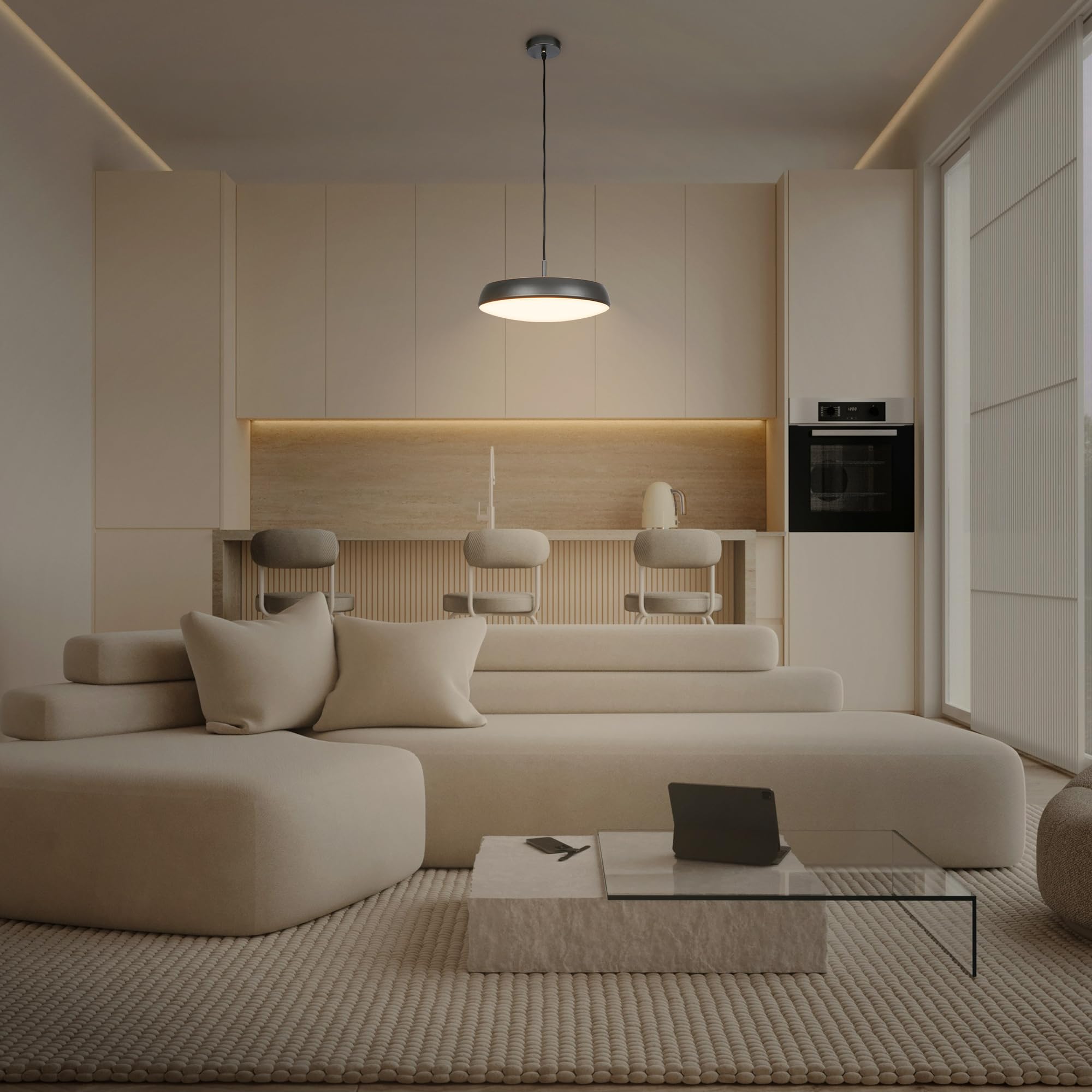 Briloner - Lampadario a sospensione LED con luce bianco caldo, 14,5W, 1800lm, lampadario cucina, camera da letto, soggiorno, cameretta, lampadari moderni, 35 x 120 cm, Bronzo Antracite metallizzato