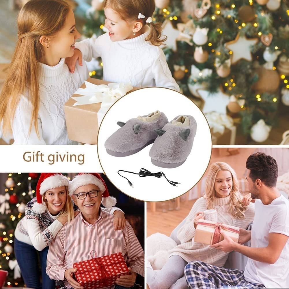 Scaldapiedi Elettrico, Pantofole Riscaldate Ricaricabili, Pantofole Riscaldate for Donna, Peluche Riscaldamento Scaldapiedi USB Riscaldamento Rapido, Pantofole Riscaldamento Elettrico USB Invernale fo