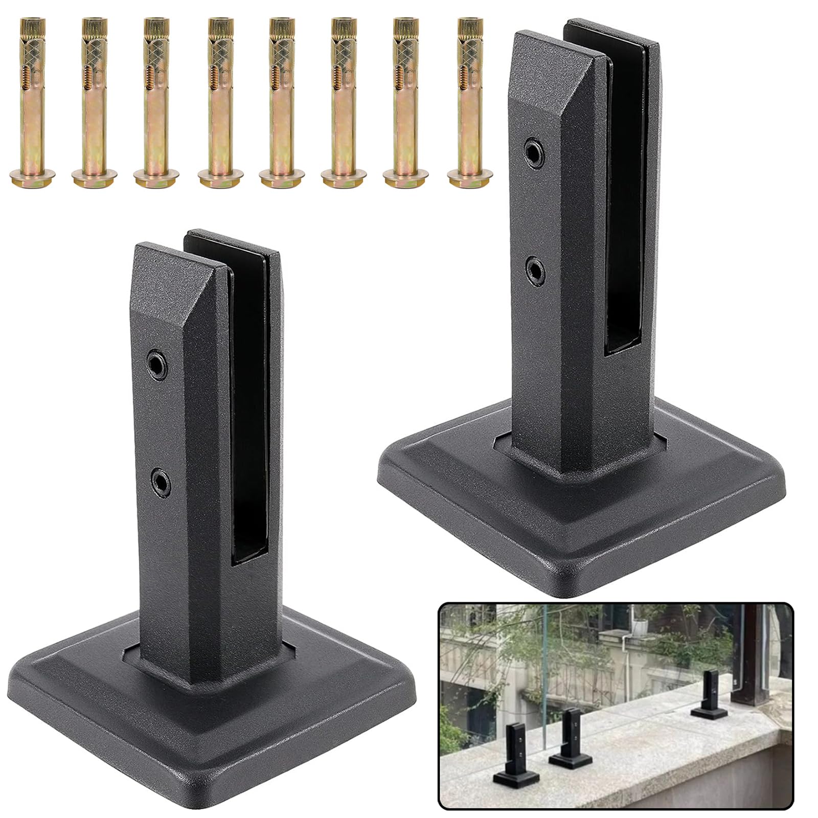 Abrazadera de acero inoxidable 304 negro para soportes de vidrio