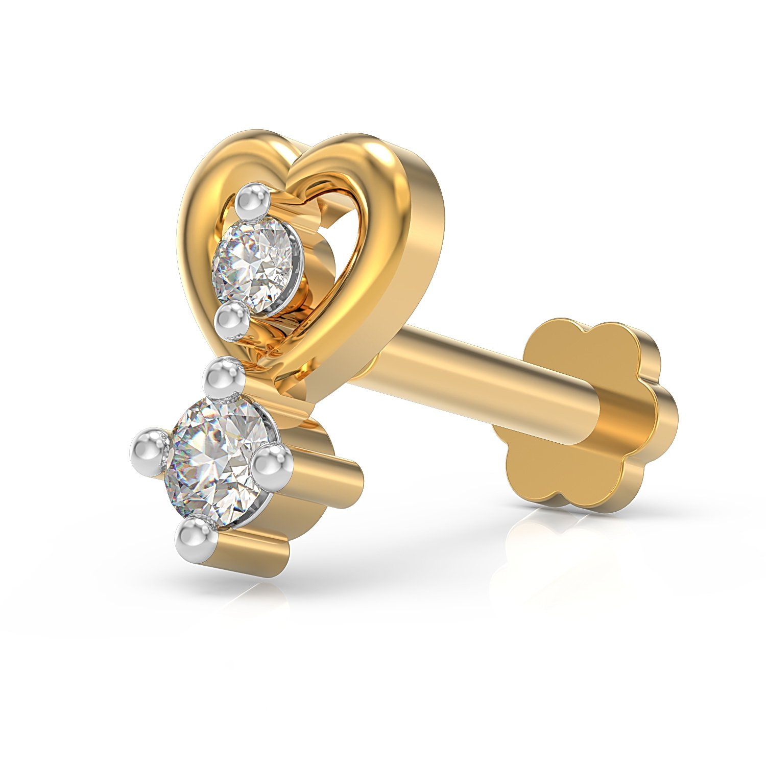 u are 925 Sterling Silver 18K Gold Plated Double Delight Nose Pin for Women and Girls | With Certificate of Authenticity and 925 Stamp-picture-36