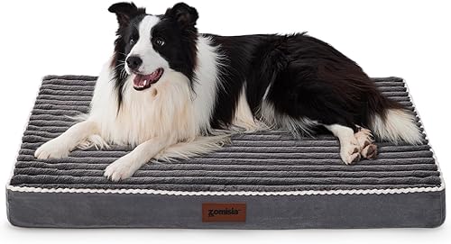 Cama ortopédica para perros de tamaño grande, cama impermeable para cachorros para perreras de 36 pulgadas con funda de pana extraíble lavable,