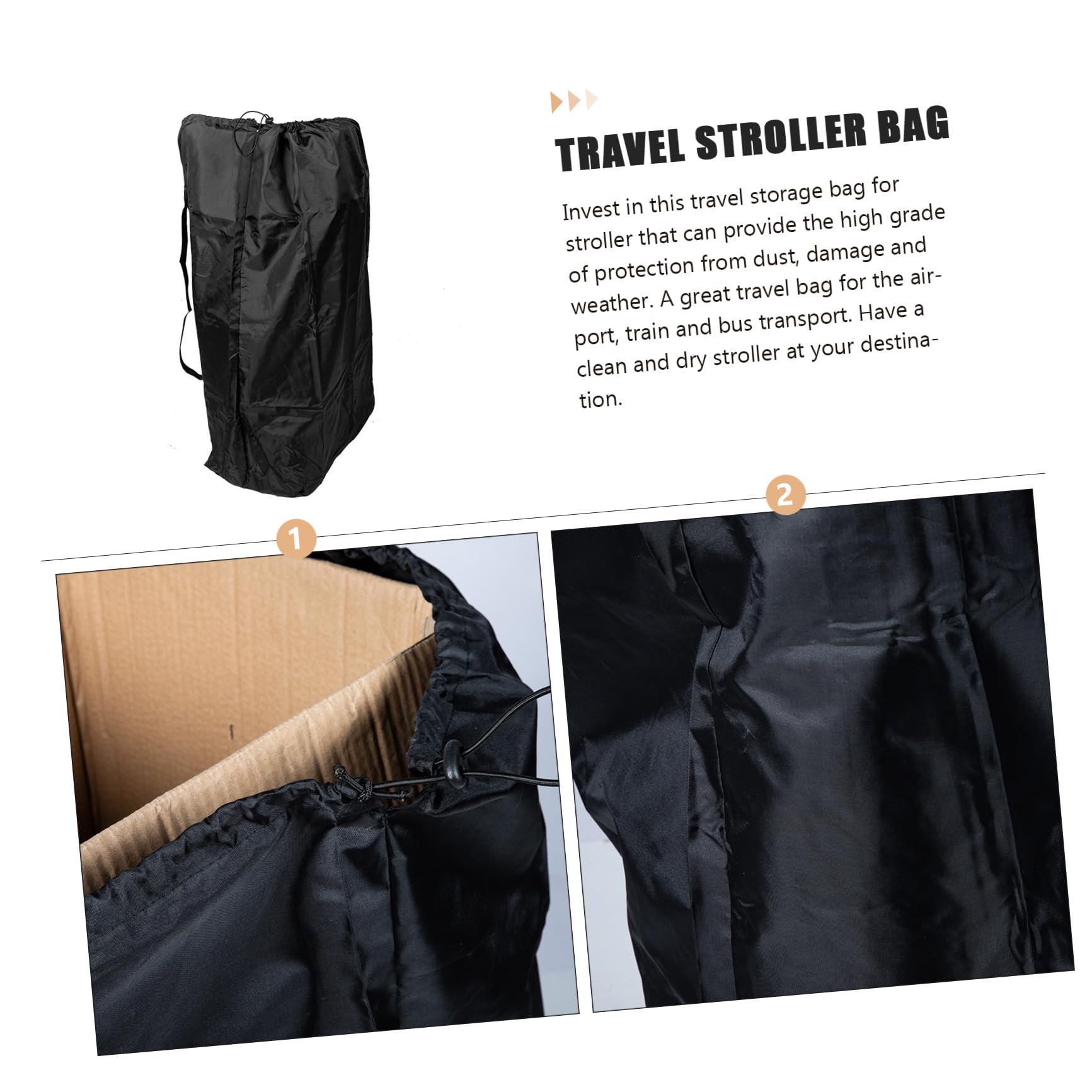 BESPORTBLE Bolsa de Viaje para Cochecito Negro de Nailon Cordón