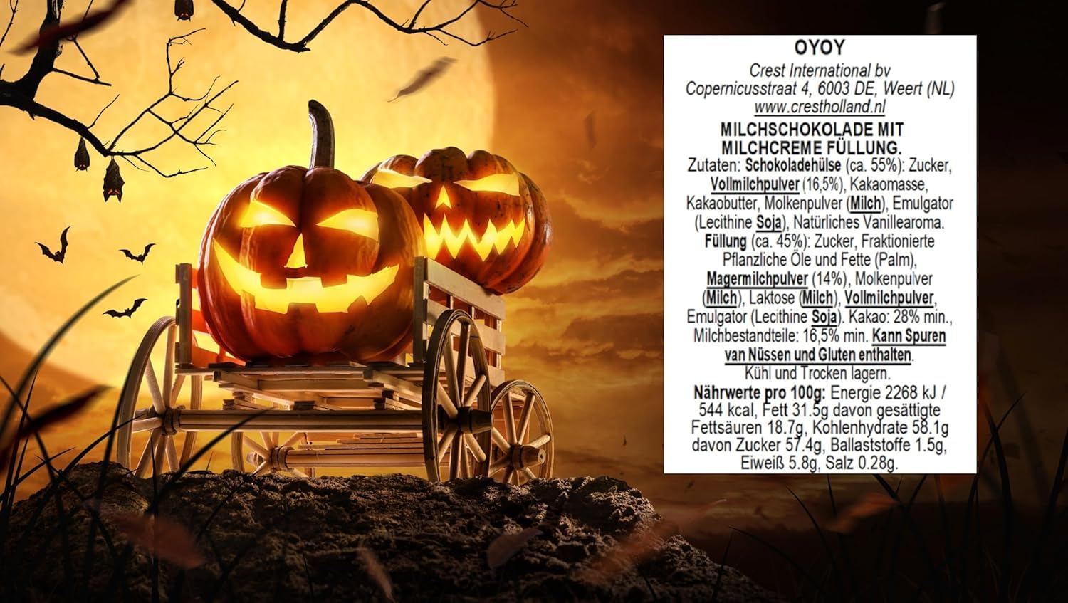 OYOY | 3x Geschenkbox Halloween Schoko Kugeln Geschenkbox | 3x 462 g | Milchschokolade mit Milchcremefüllung | Großes Halloween Schokoladen Geschenkset